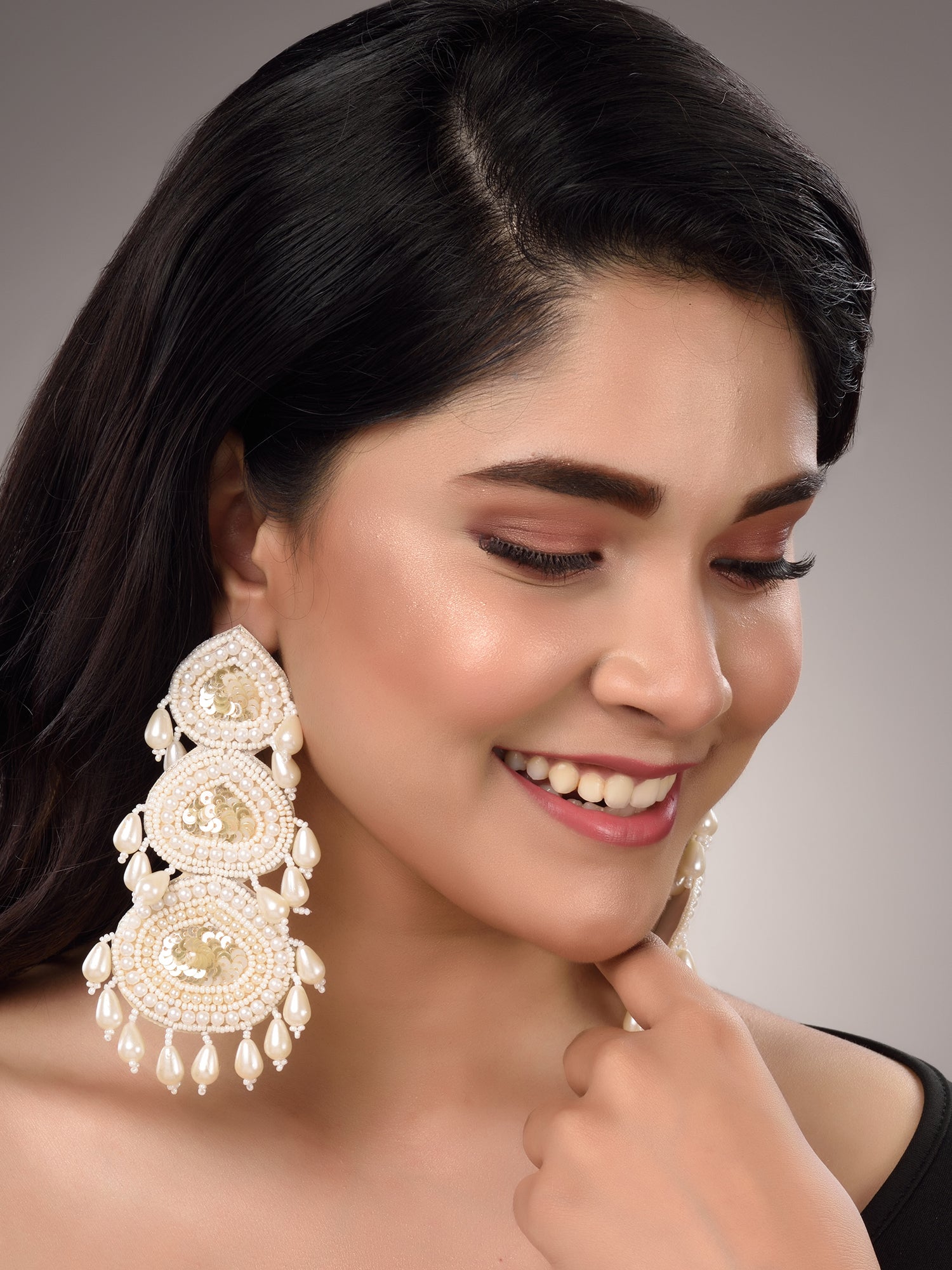 White Contemporary Dropdown Earrings