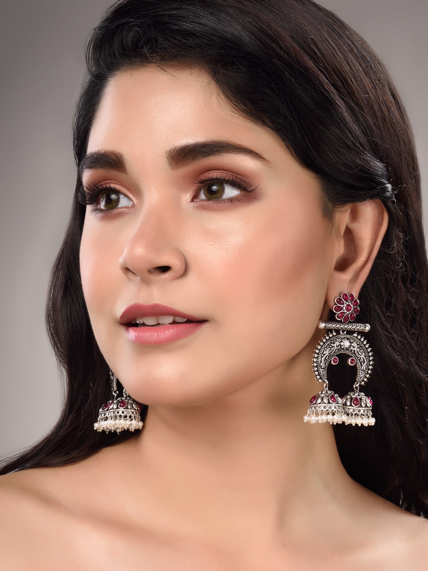 Silver Plated Contemporary Chandbalis Earrings