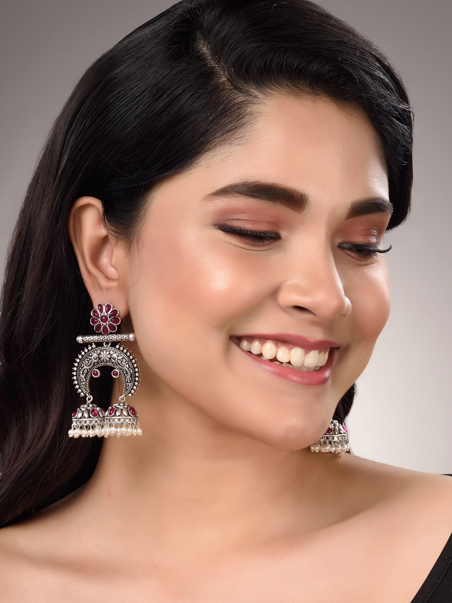 Silver Plated Contemporary Chandbalis Earrings