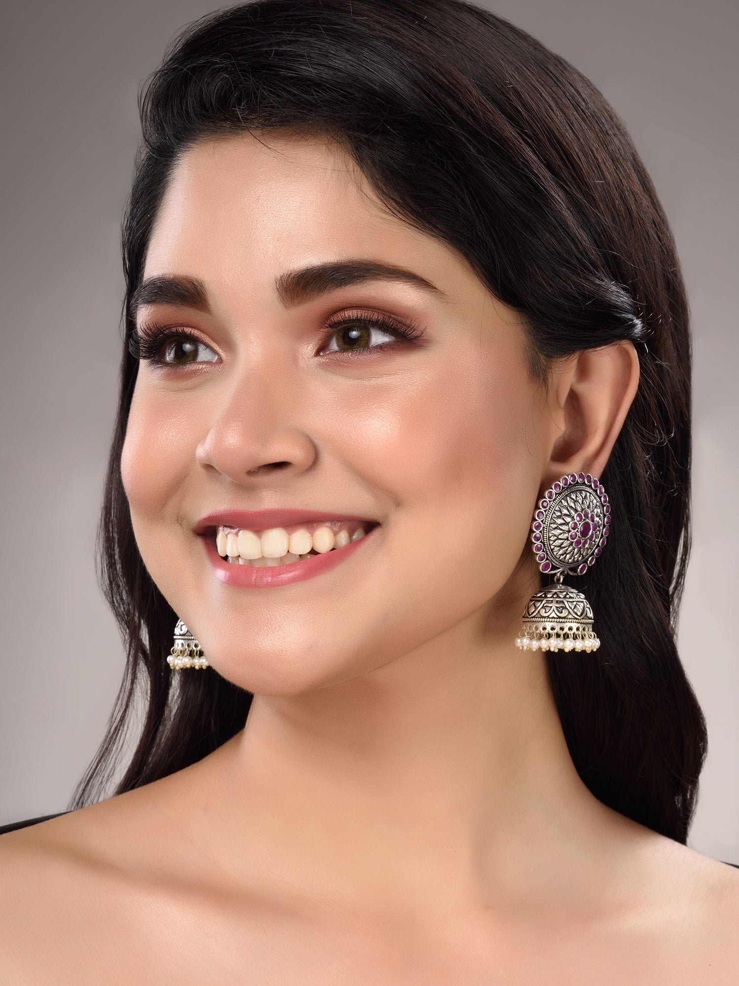 Silver Plated Contemporary Jhumka Earrings
