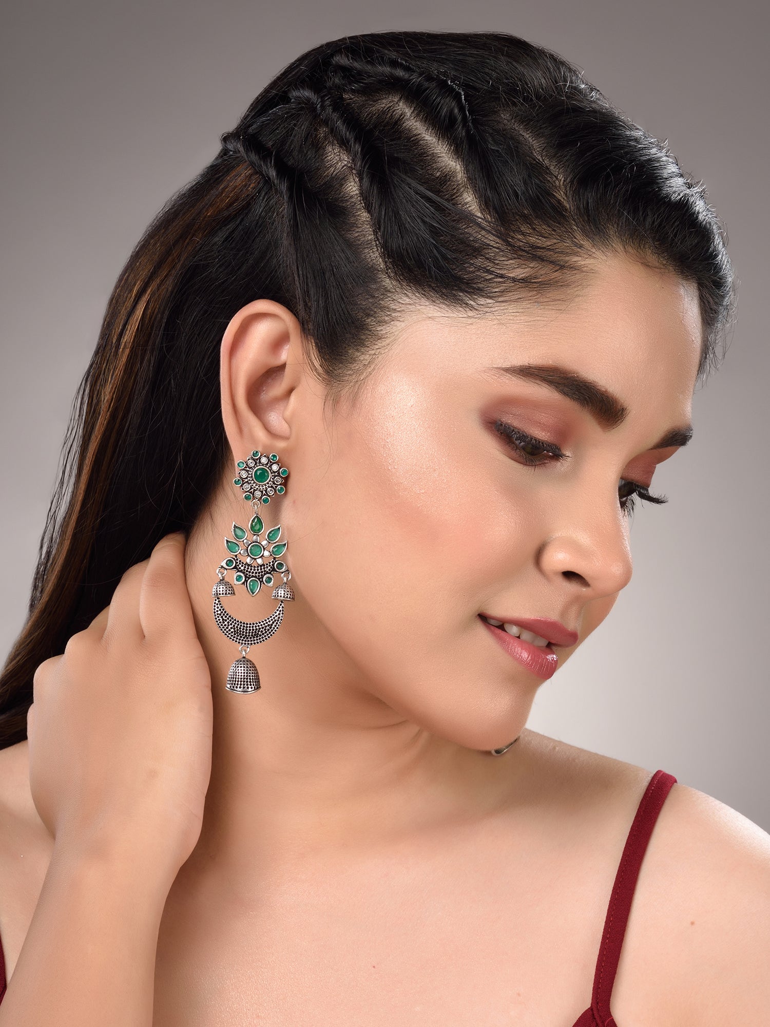 Silver Plated Oxidised Drop Earrings