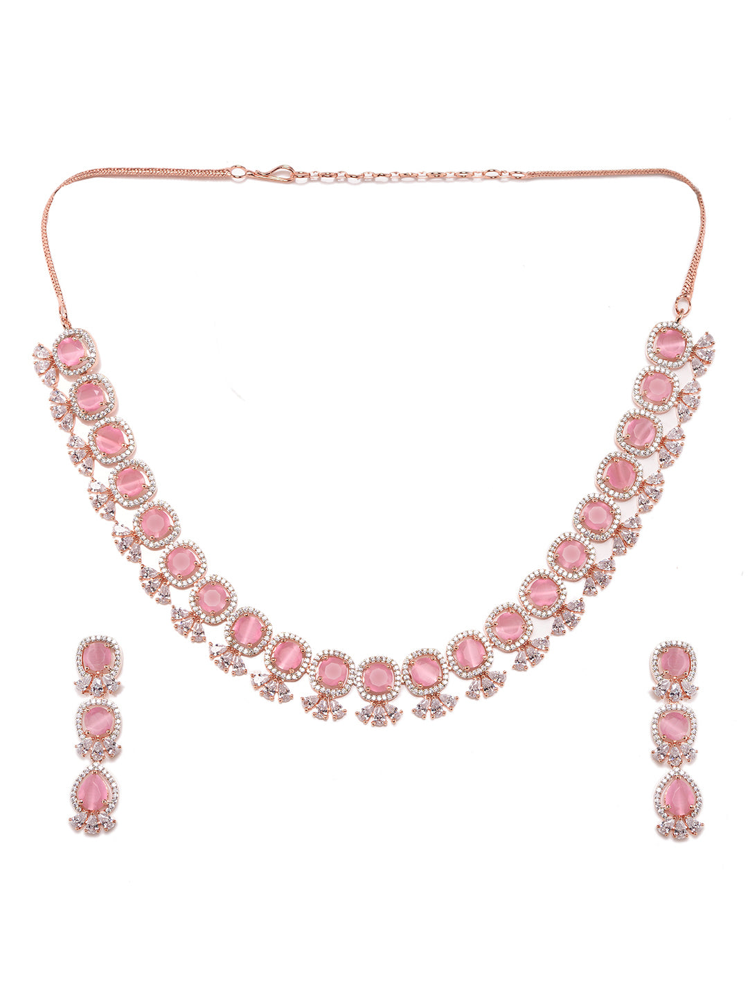 Pastel Pink Designer contemporary Necklace Earrings for women & Girls