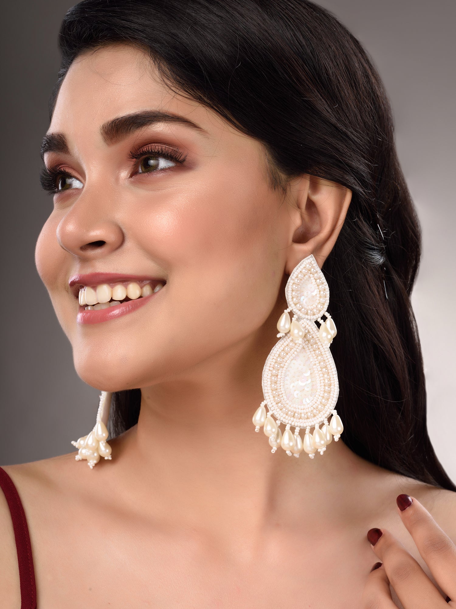 White Contemporary Drop Earrings