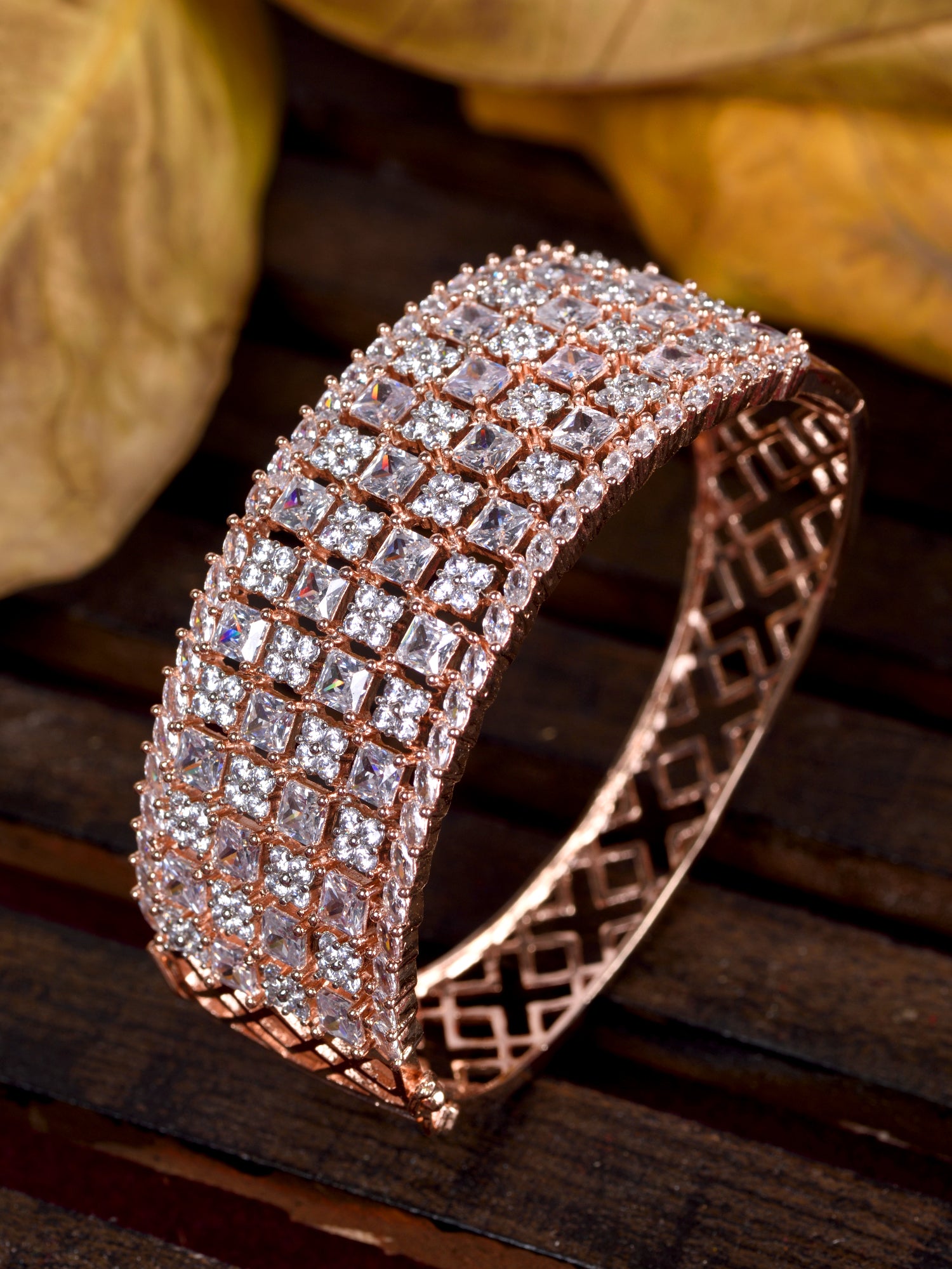 Rose Gold Plated White AD studded Handcrafted Contemporary Barcelet