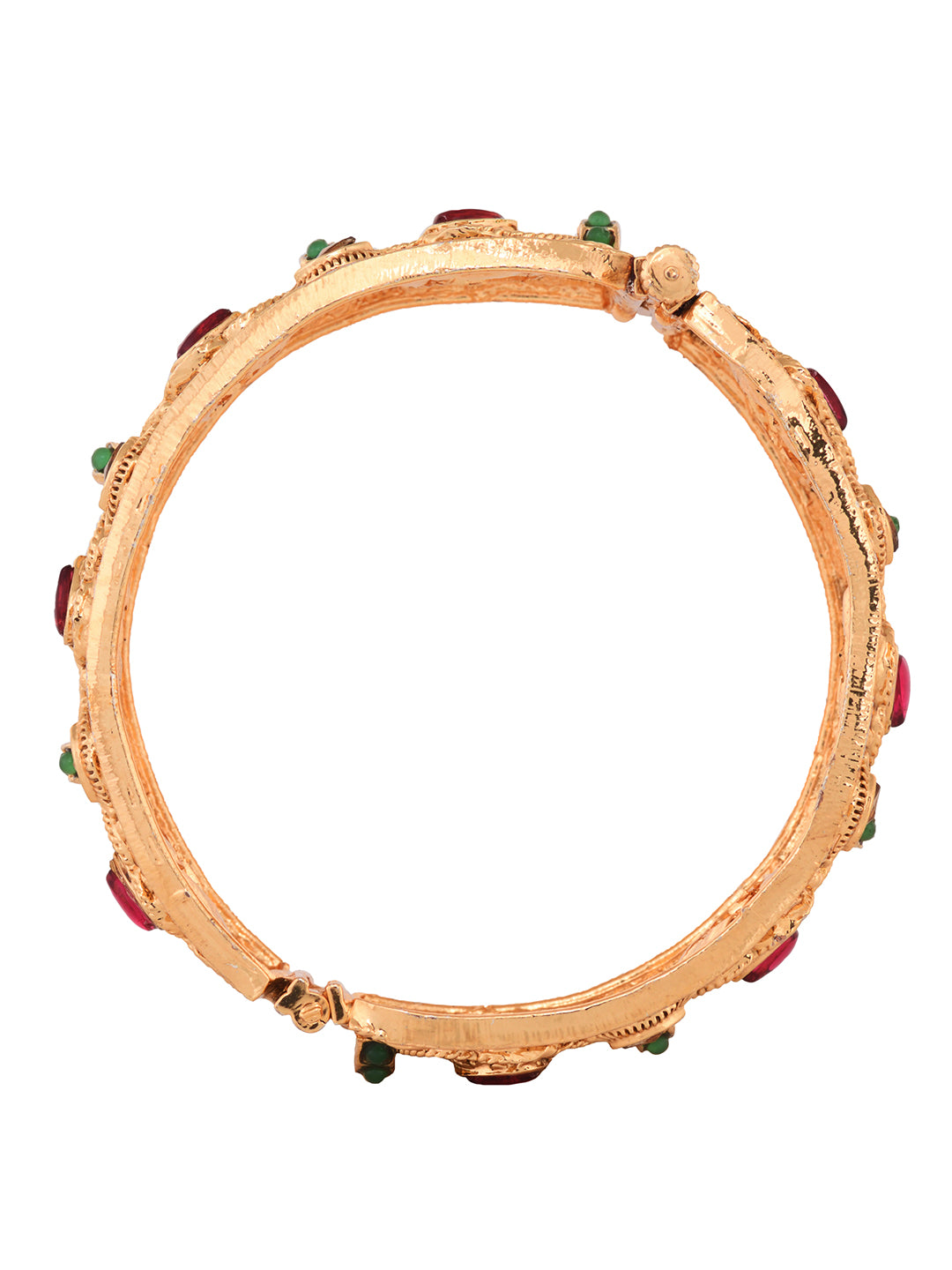 Set Of 2 Gold Toned Petal Motif Openable Bridal Bangles