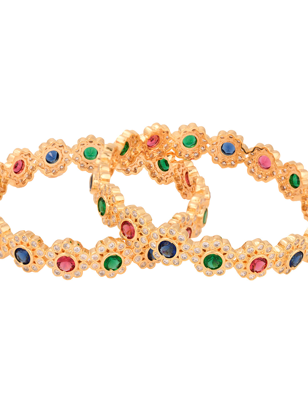 Set of 2 Gold Toned Multi Coloured AD studded Handcrafted Bridal kangan Bangles
