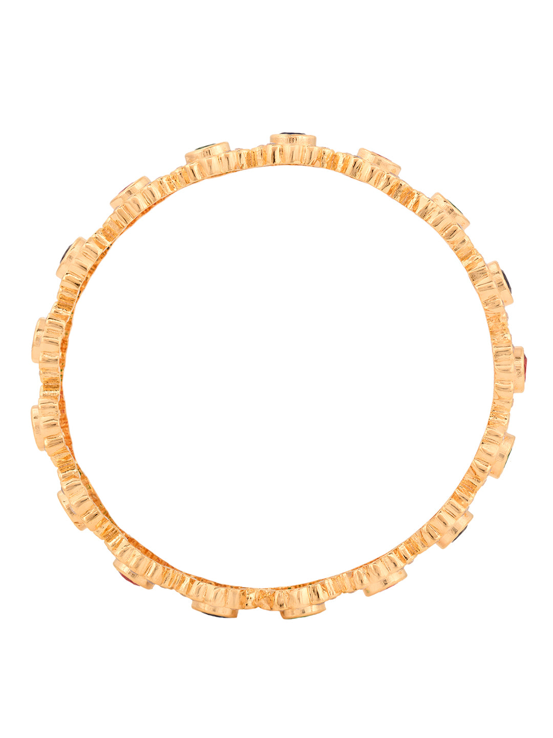 Set of 2 Gold Toned Multi Coloured AD studded Handcrafted Bridal kangan Bangles