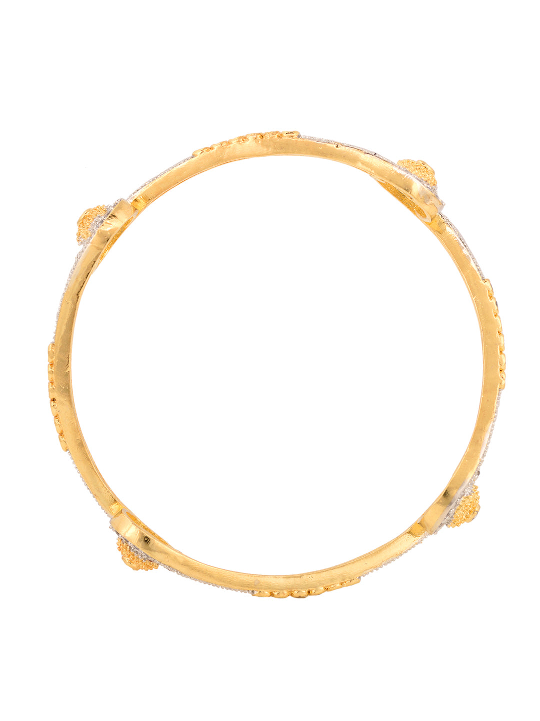 Set of 2 Dual Toned Gold Plated White AD Studded Handcrafted Designer Bangles