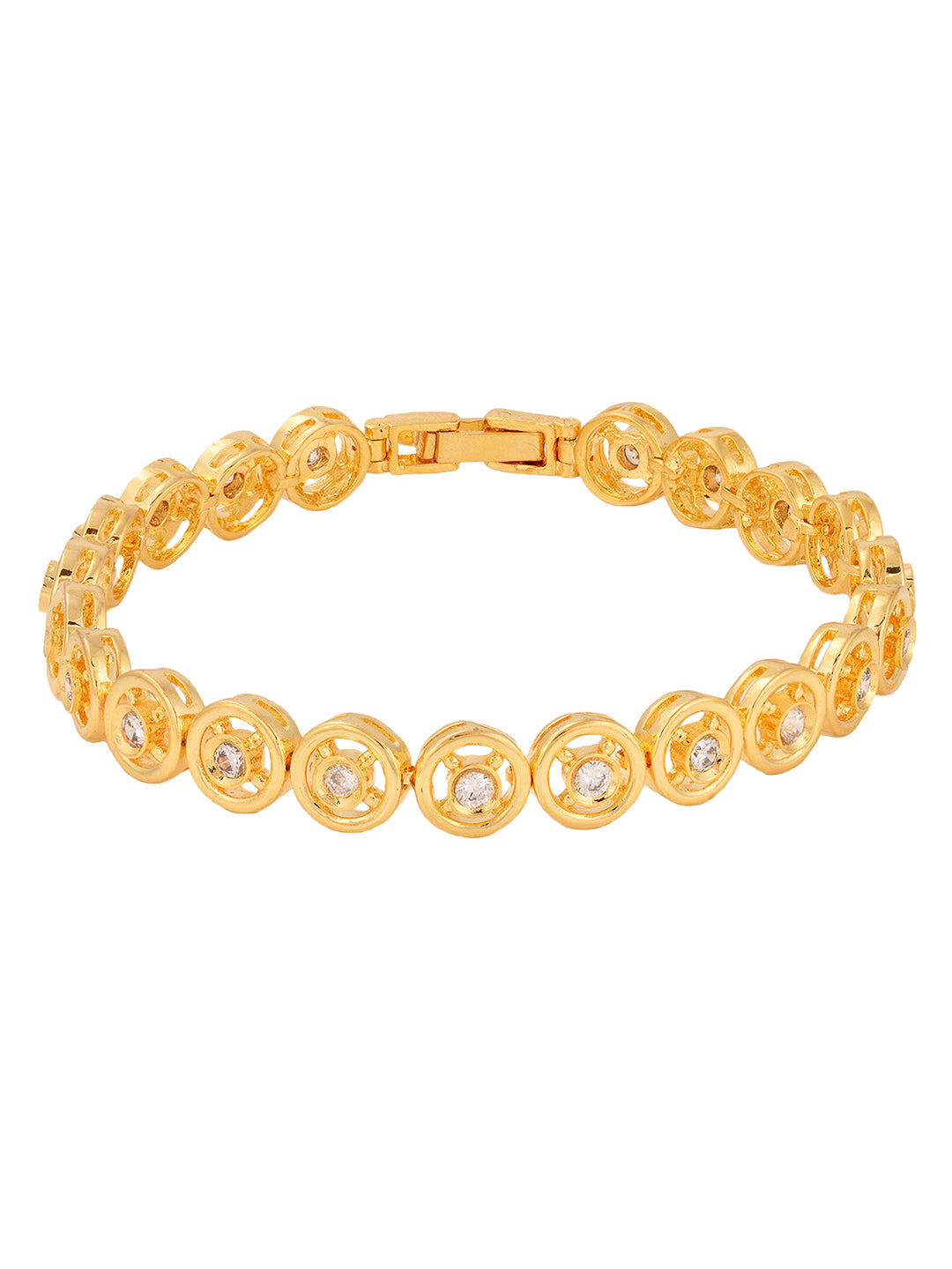 Gold Plated White AD Studded Tennis Classy Bracelet