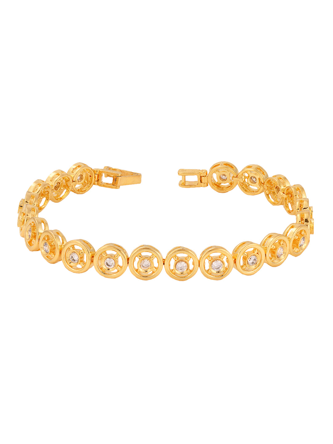 Gold Plated White AD Studded Tennis Classy Bracelet