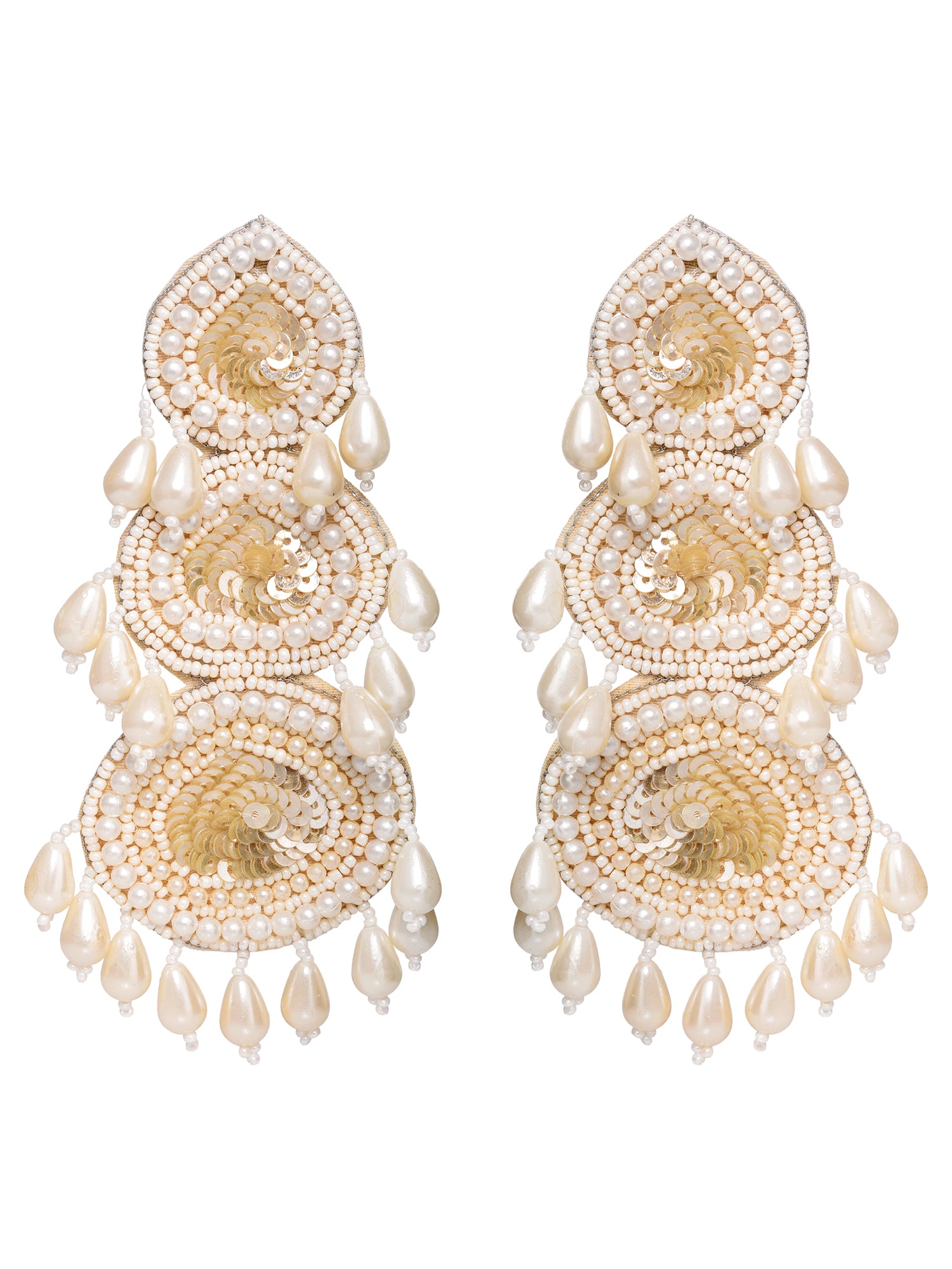 White Contemporary Dropdown Earrings