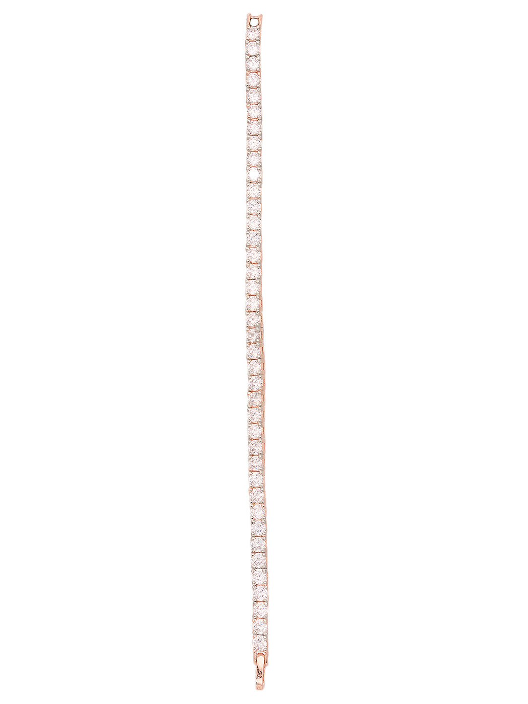 Rose Gold Plated White AD Solitaire Studded Tennis Dainty Bracelet