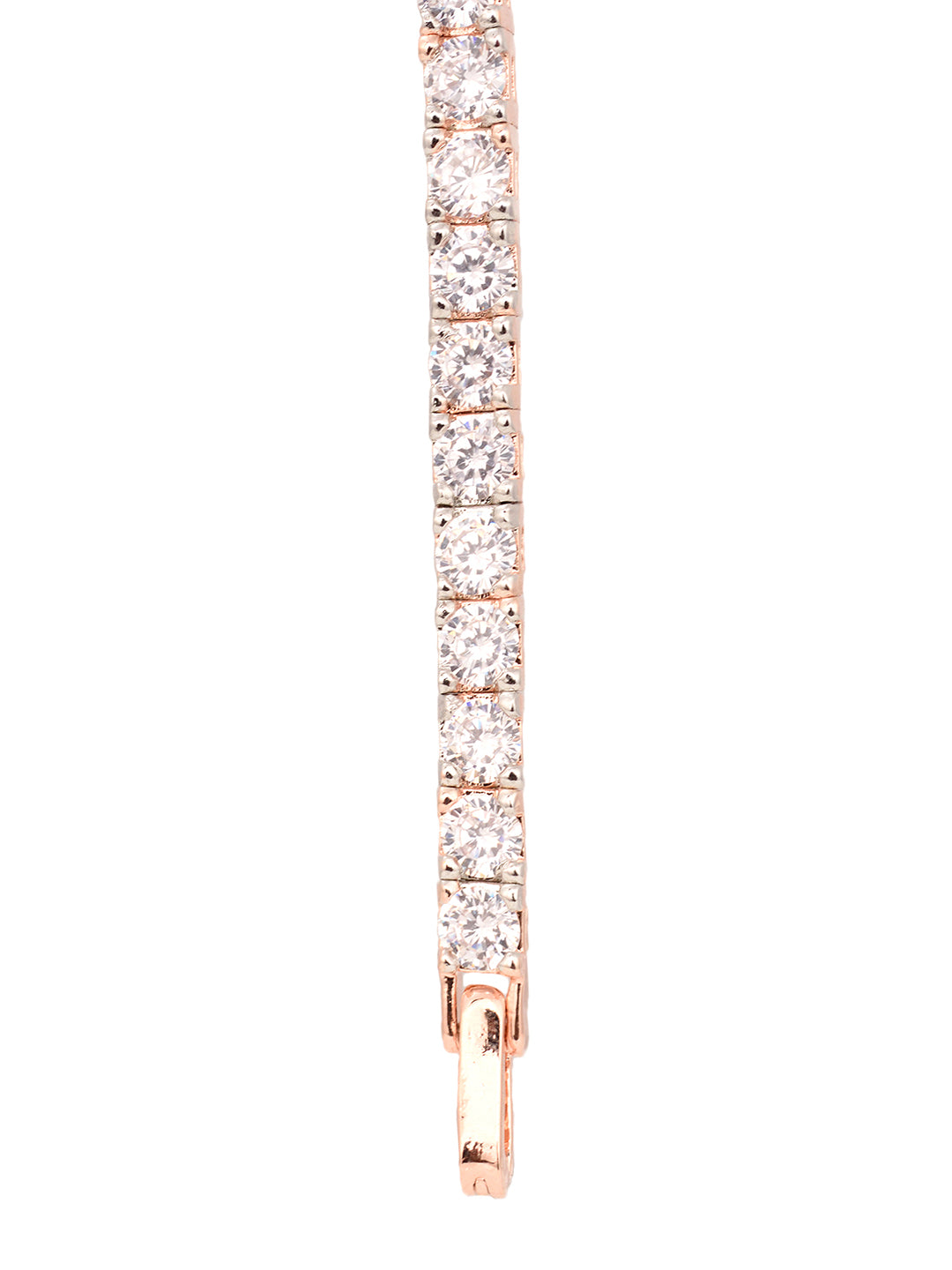 Rose Gold Plated White AD Solitaire Studded Tennis Dainty Bracelet