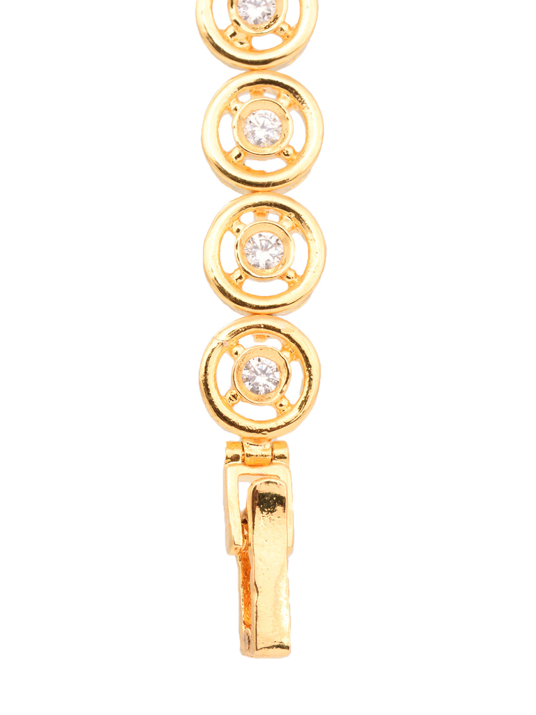 Gold Plated White AD Studded Tennis Classy Bracelet