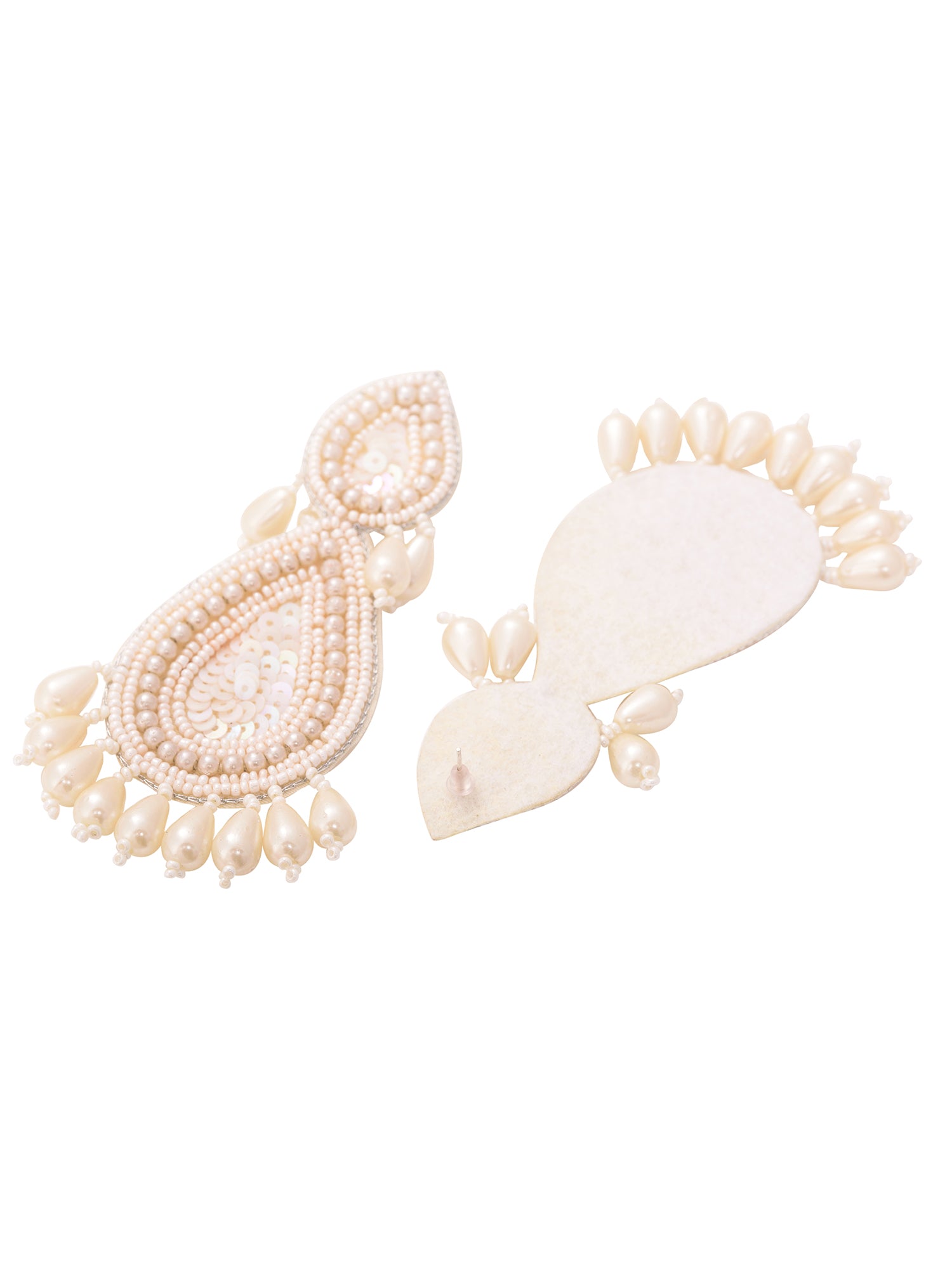 White Contemporary Drop Earrings