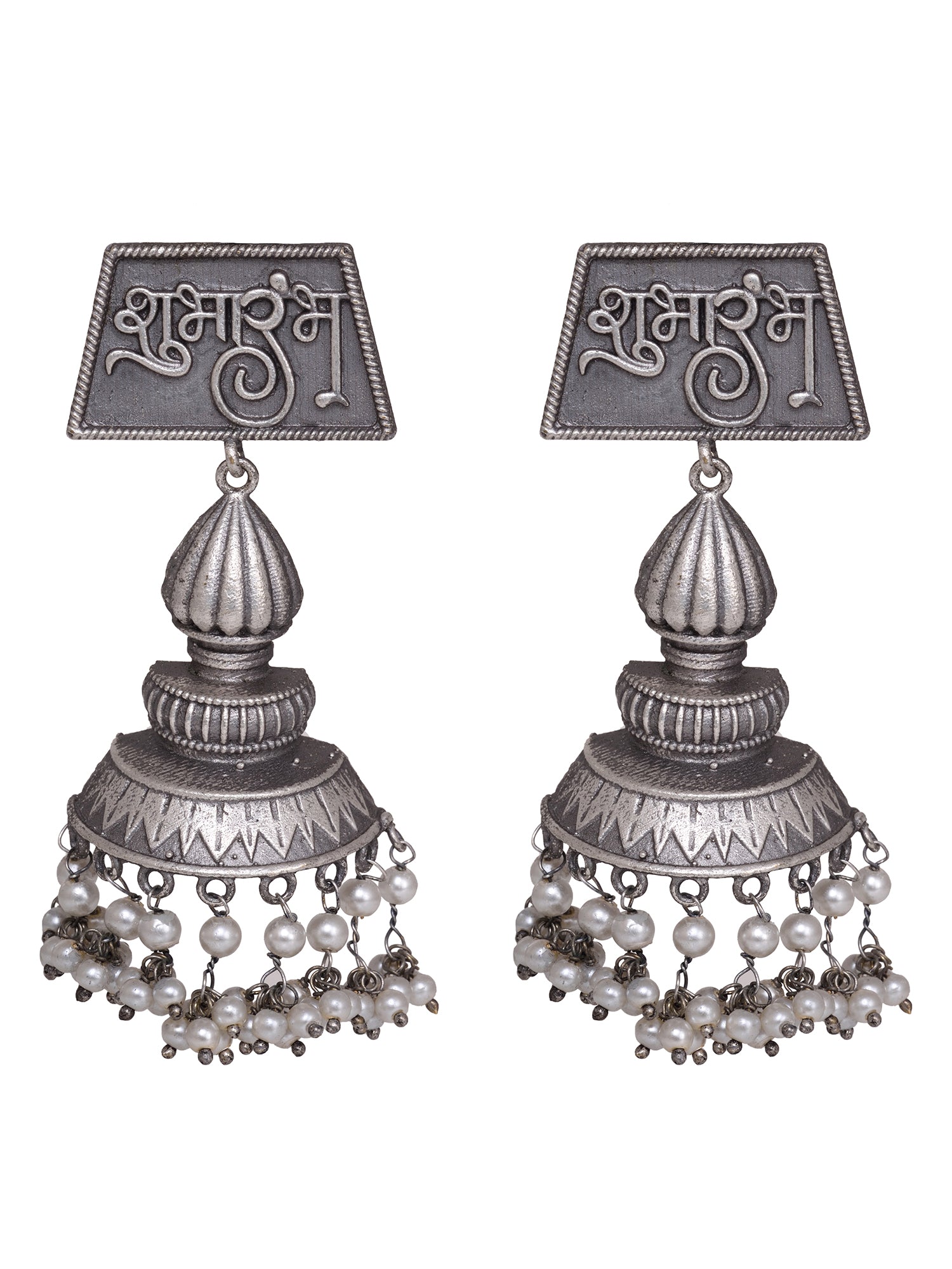 Silver Oxidised Handcrafted Contemporary Jhumka Earrings