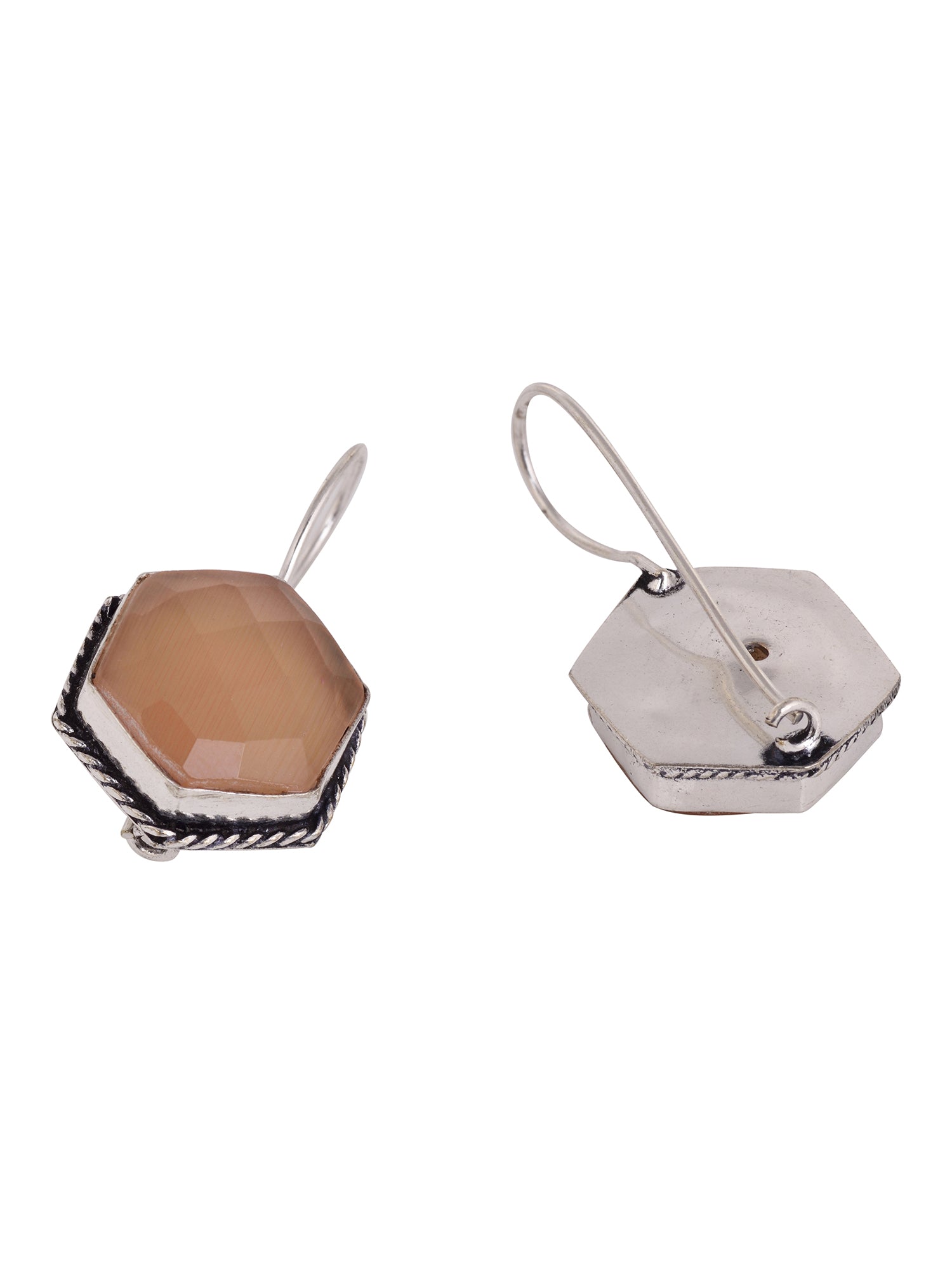 Siver Plated Hexagonal Drop Earrings