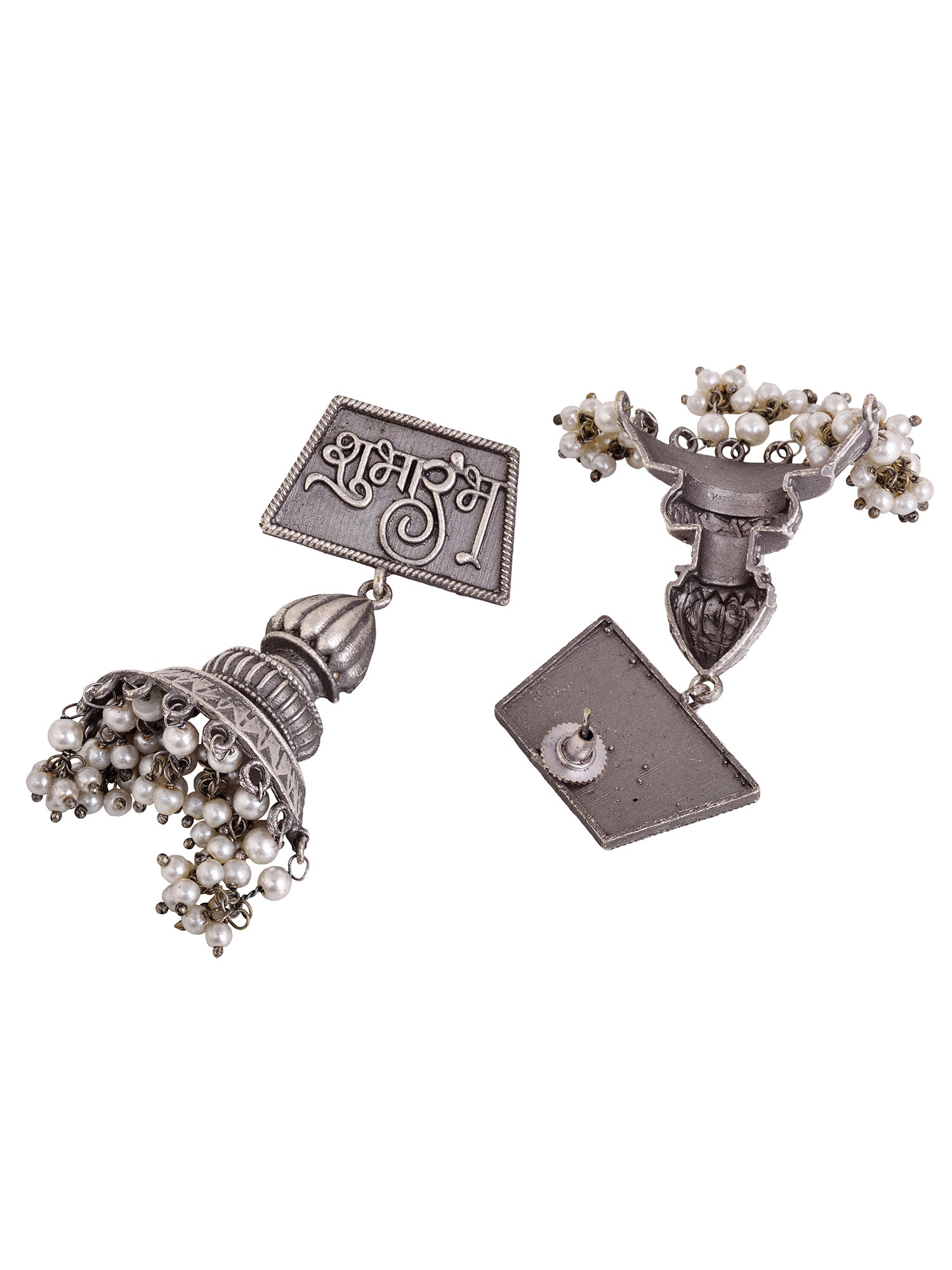 Silver Oxidised Handcrafted Contemporary Jhumka Earrings