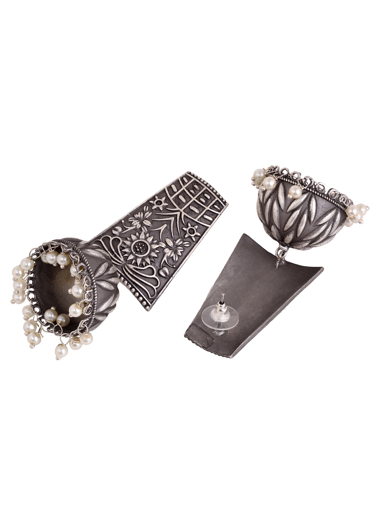 Oxidised Siver Handcrafted Filigree Dome Jhumka Earrings