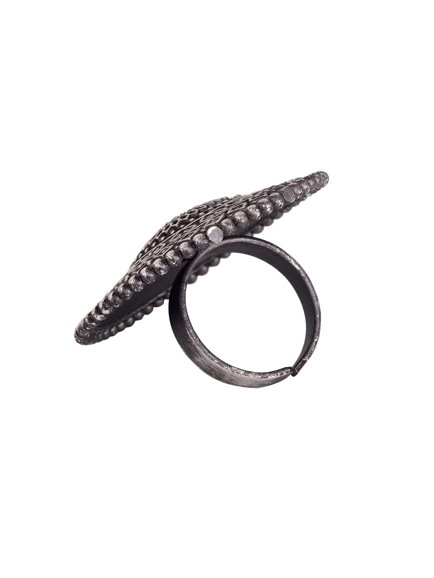 Silver Oxidised Plated Filigree Cocktail Finger Ring