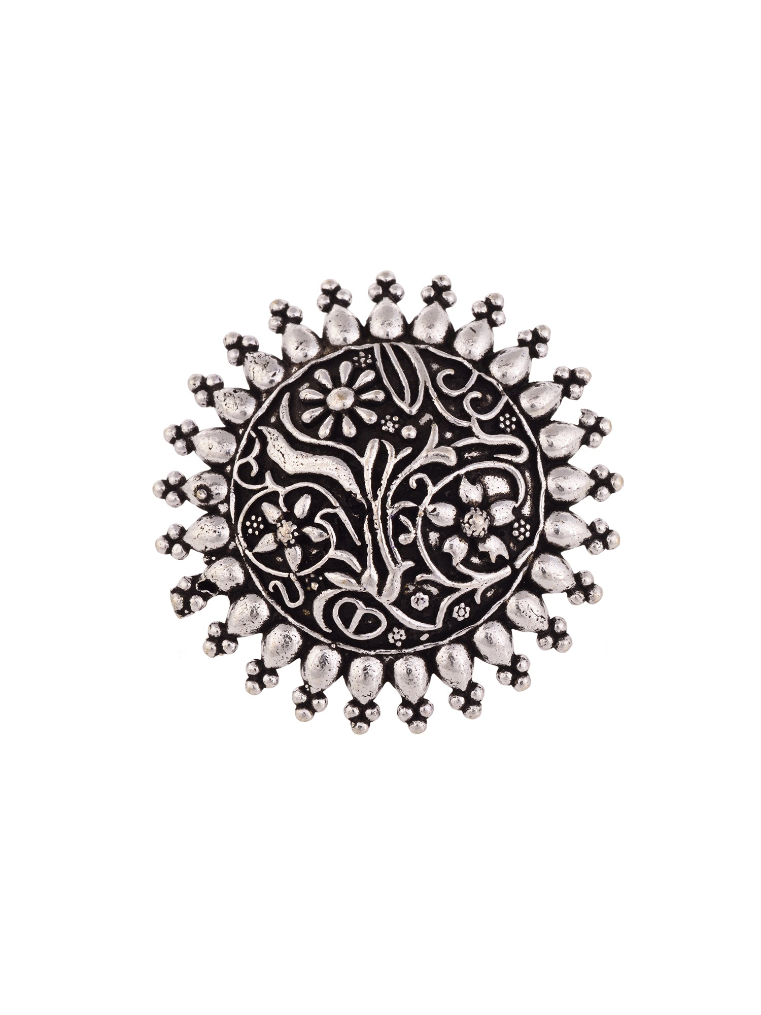 Oxidised Silver Toned Filigree Ring