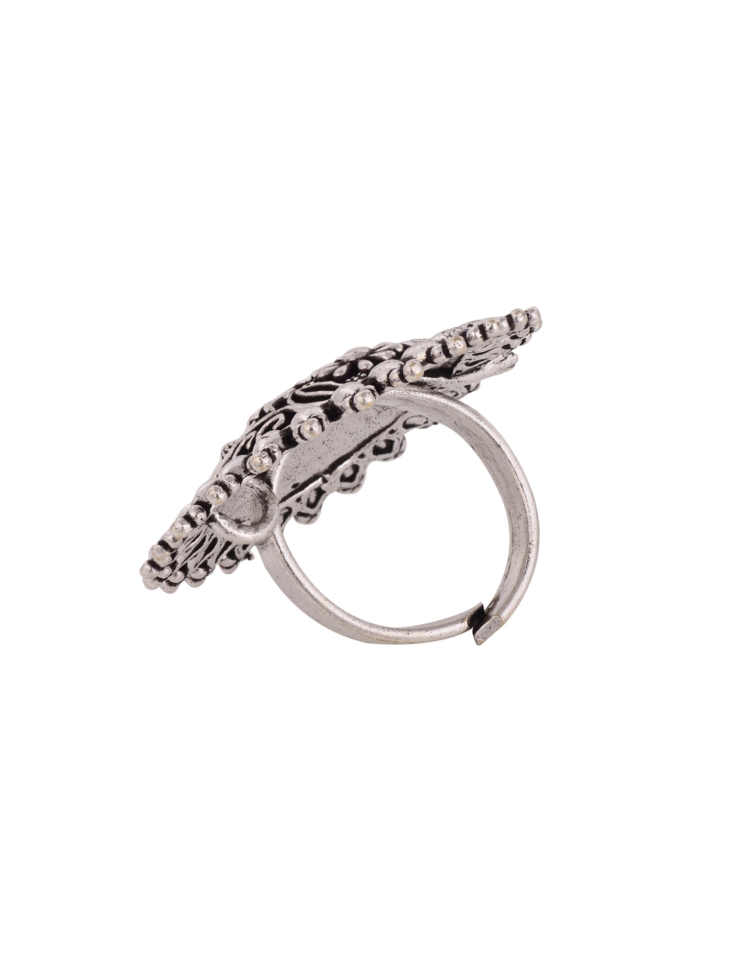 Oxidised Silver Toned Filigree Ring