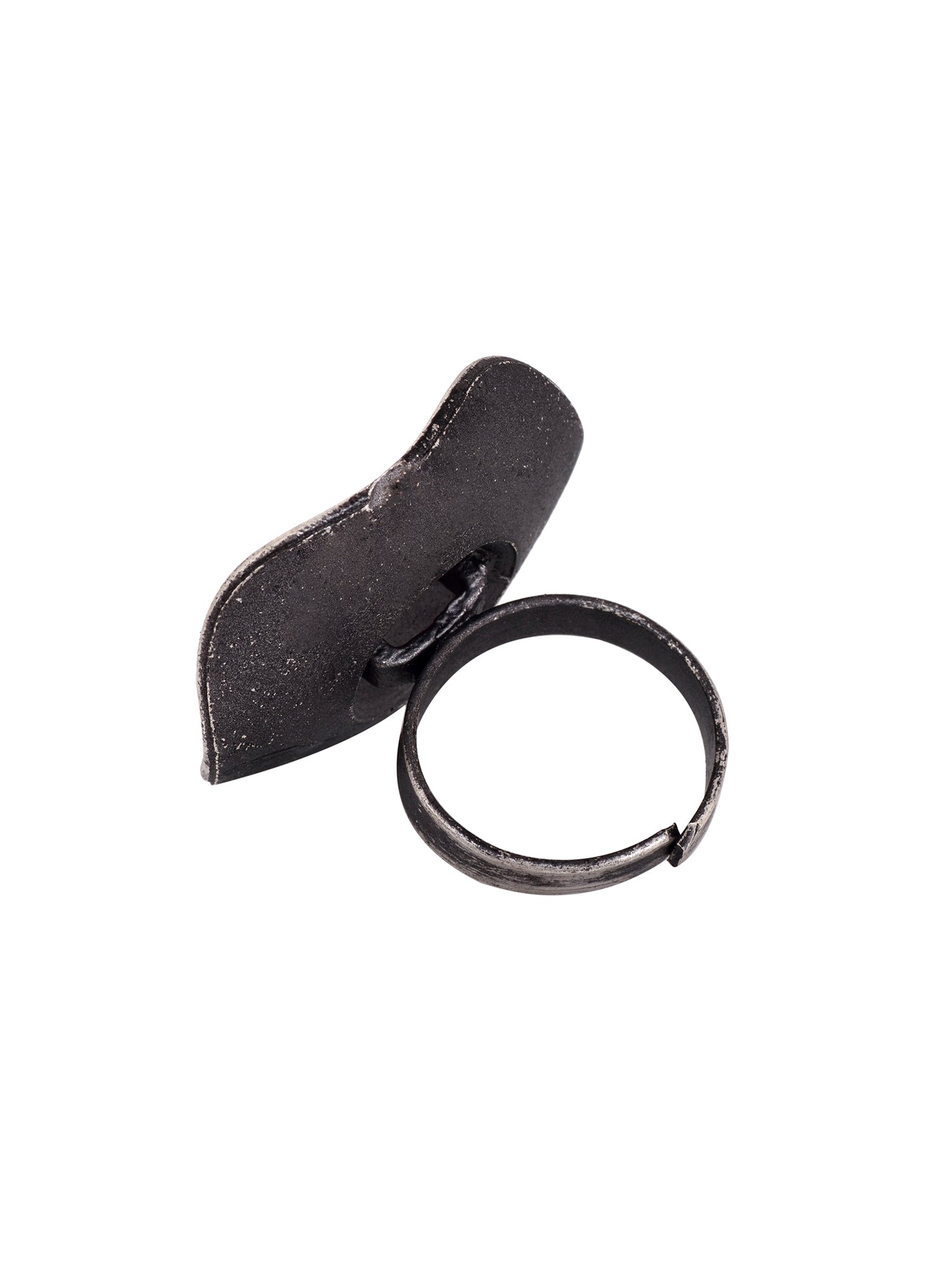 oxidised Silver Toned Pink Stone Finger Ring