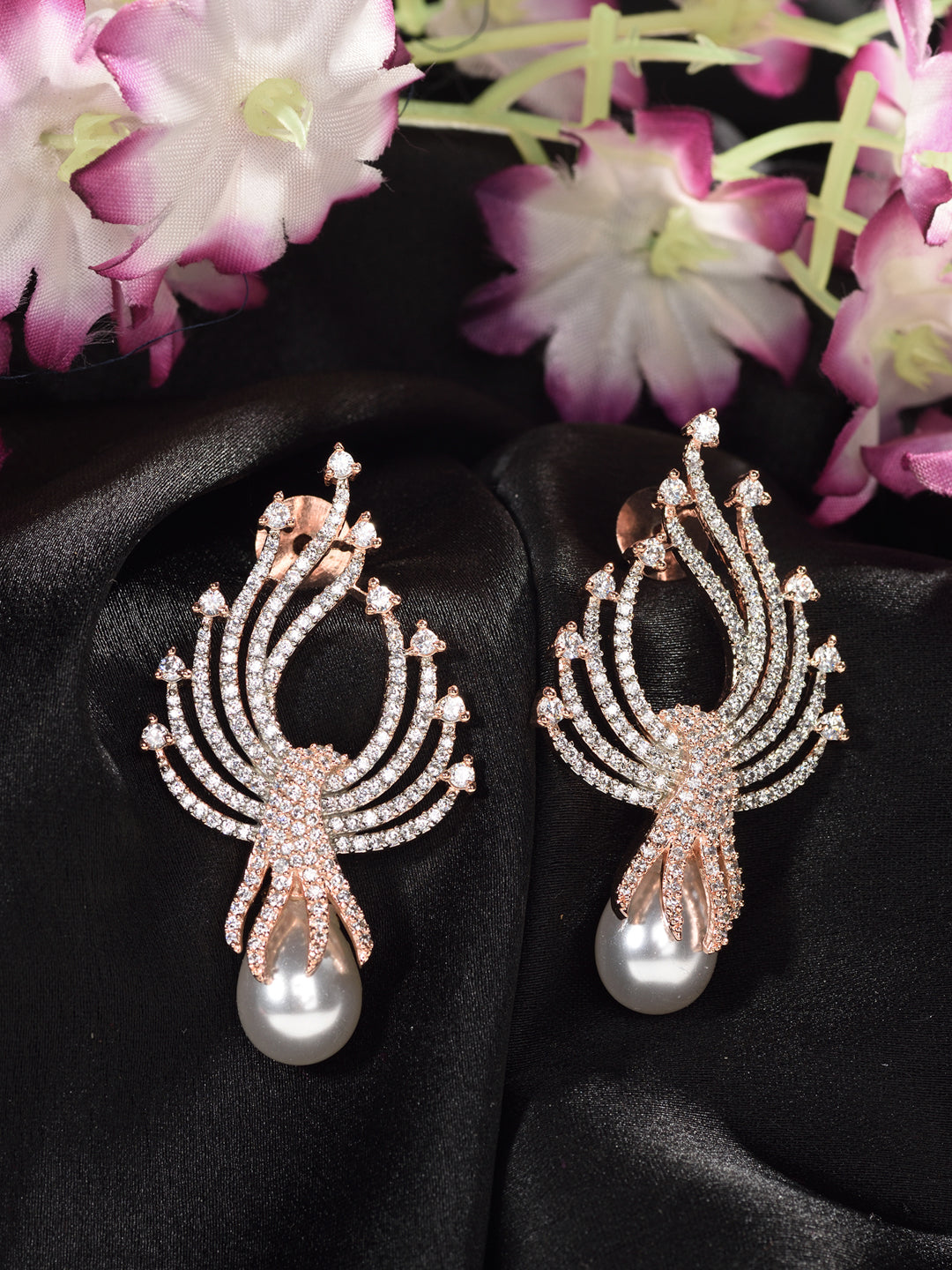 Luxurious Pearl & AD Studded Contemporary Earring