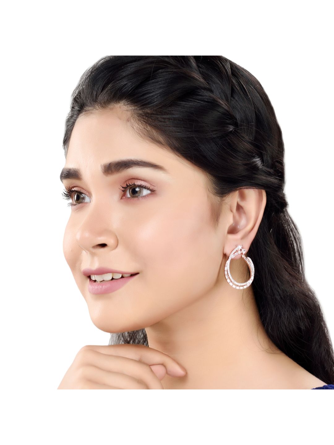 stylish party wear Rose Gold plated AD studded handcrafted Ear rings for girls & women