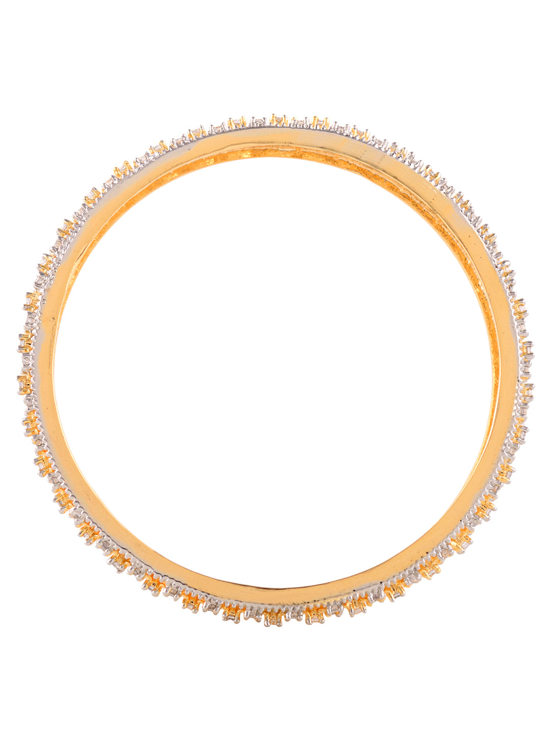 A pair of 2 Gold Dual  Toned AD Studded hand Crafted  Textuerd Bangles