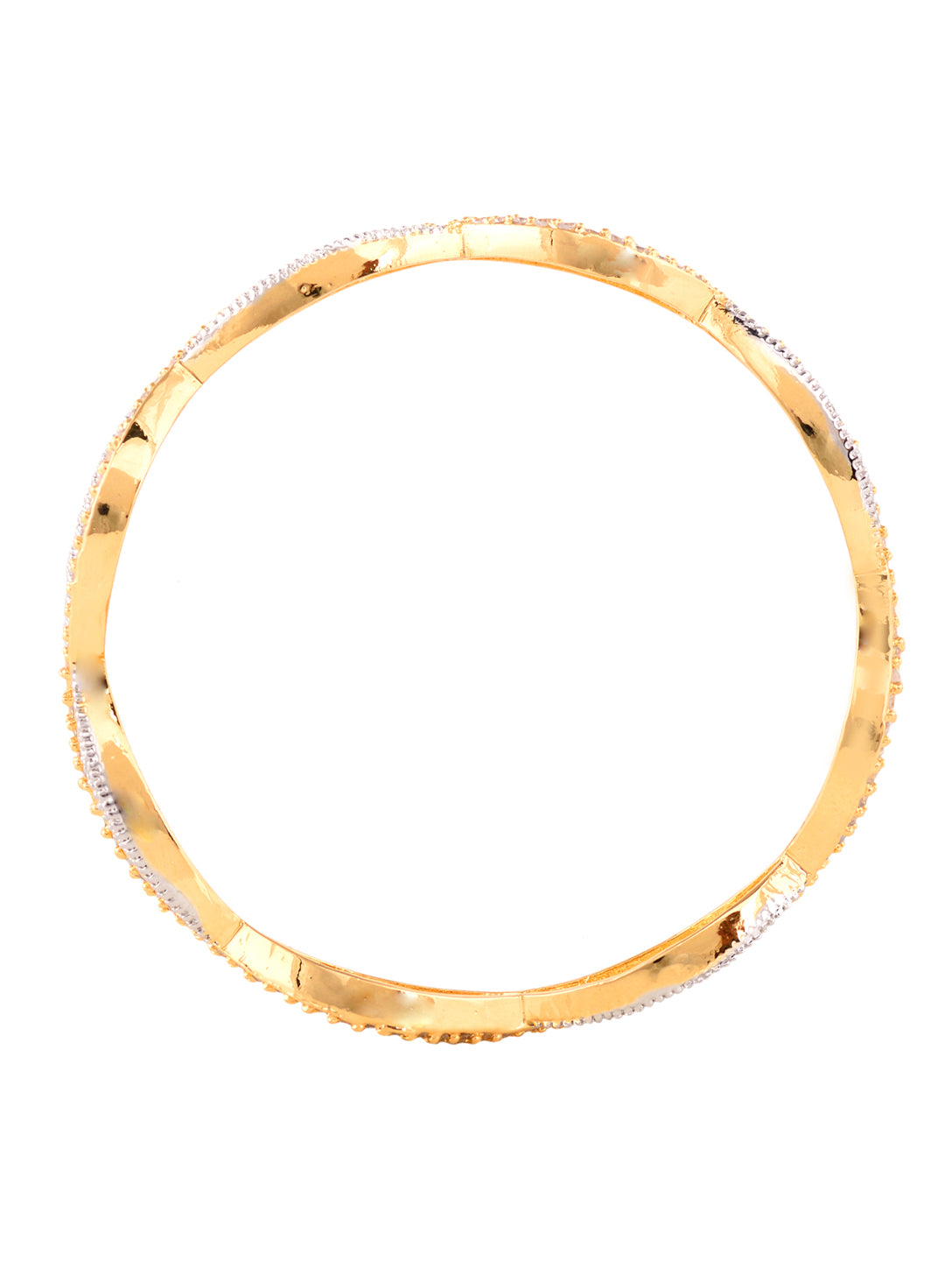 A Pair Of 2 Gold Dual  Toned AD Studded hand Crafted Bangles