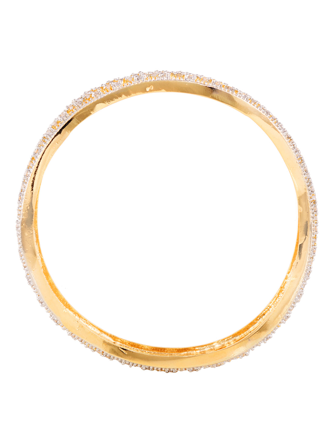 Set Of 2 Gold Plated  AD Studded Cut -Out Hand Crafted Bracelet Bangles