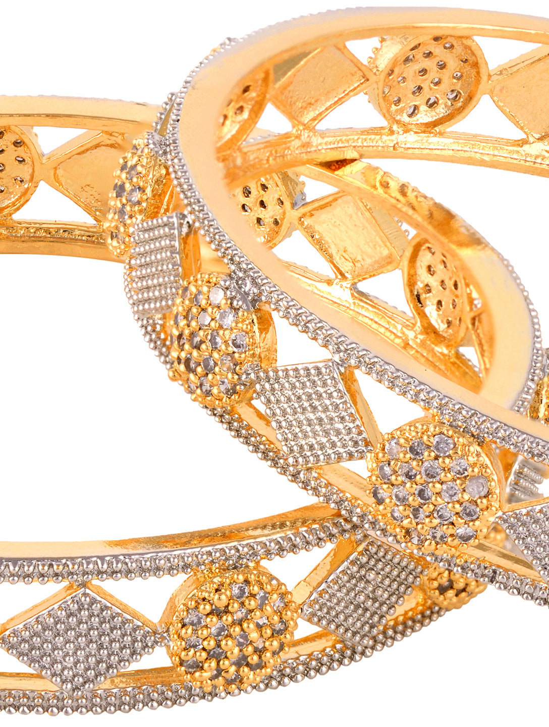 A Pair of 2 Gold Toned Intricate design Bangle Bracelet