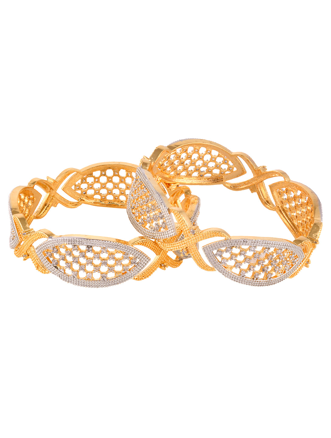 Set of 2 Dual Gold Plated  Modern Blend Hand Crafted Bangles Set