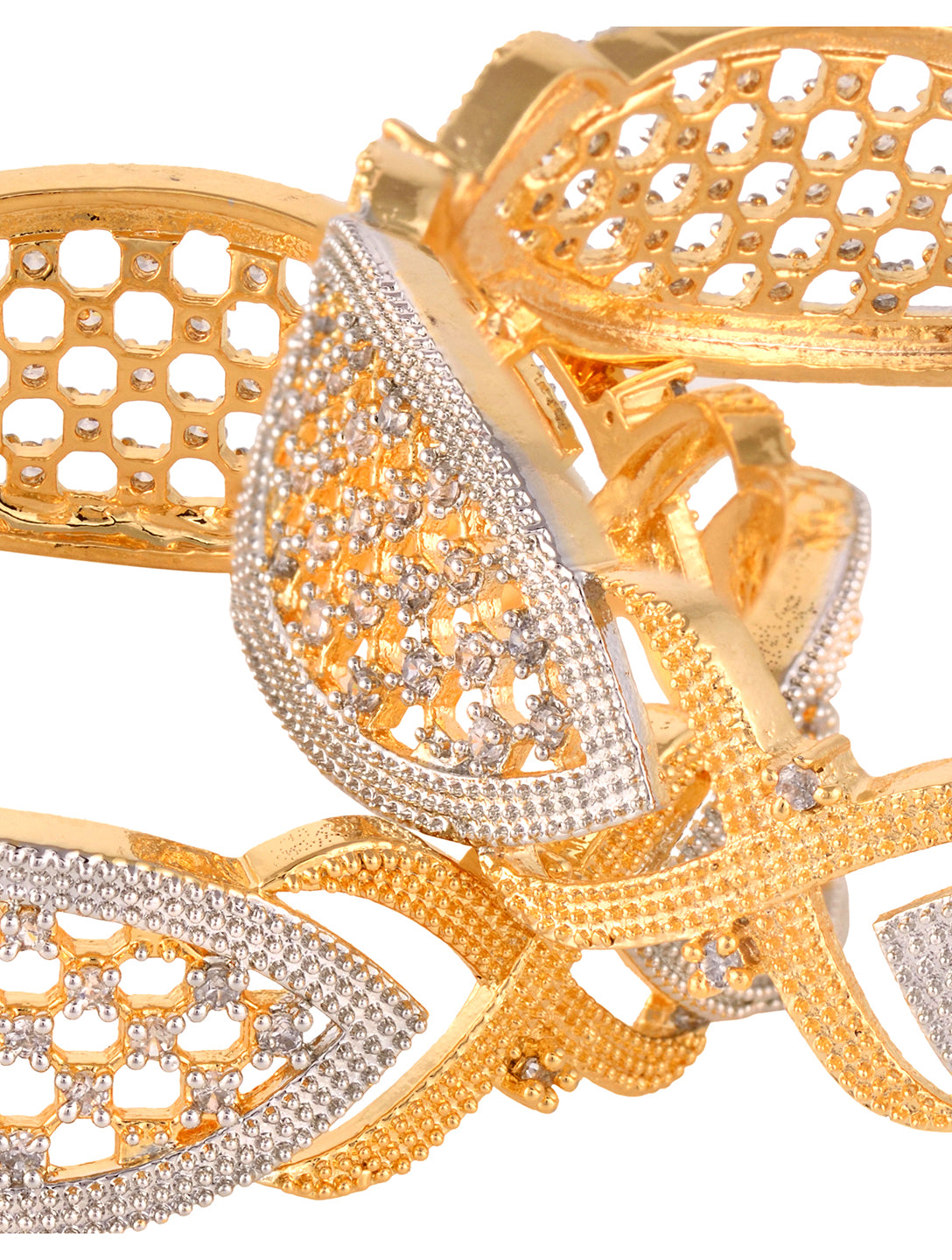 Set of 2 Dual Gold Plated  Modern Blend Hand Crafted Bangles Set