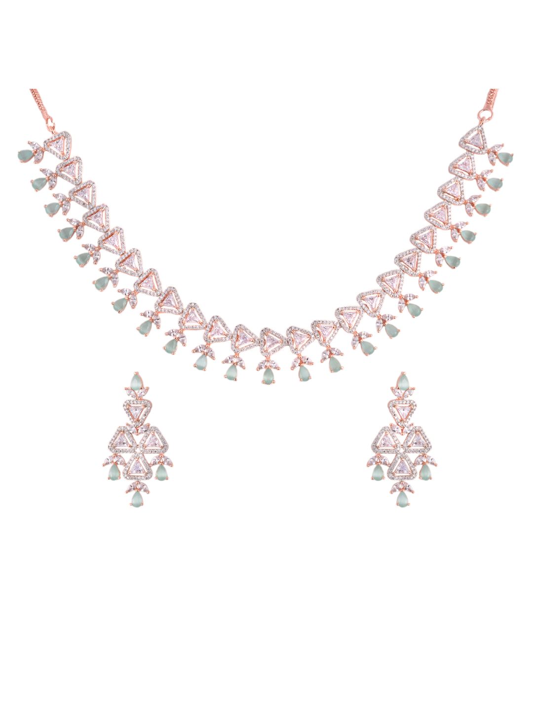 Unique triangular design Diamond Necklace Earrings Modern design for Women & Girls