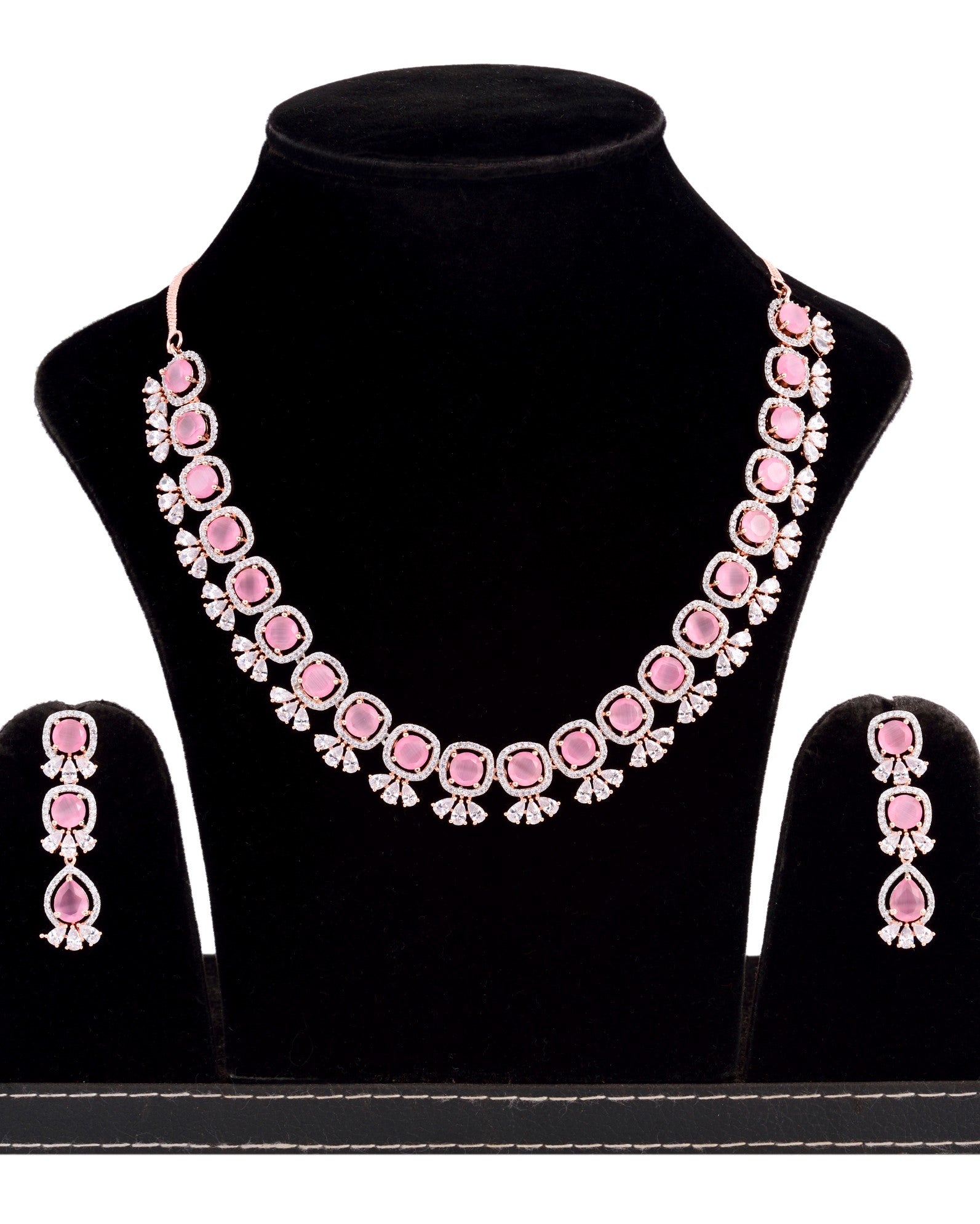 Pastel Pink Designer contemporary Necklace Earrings for women & Girls