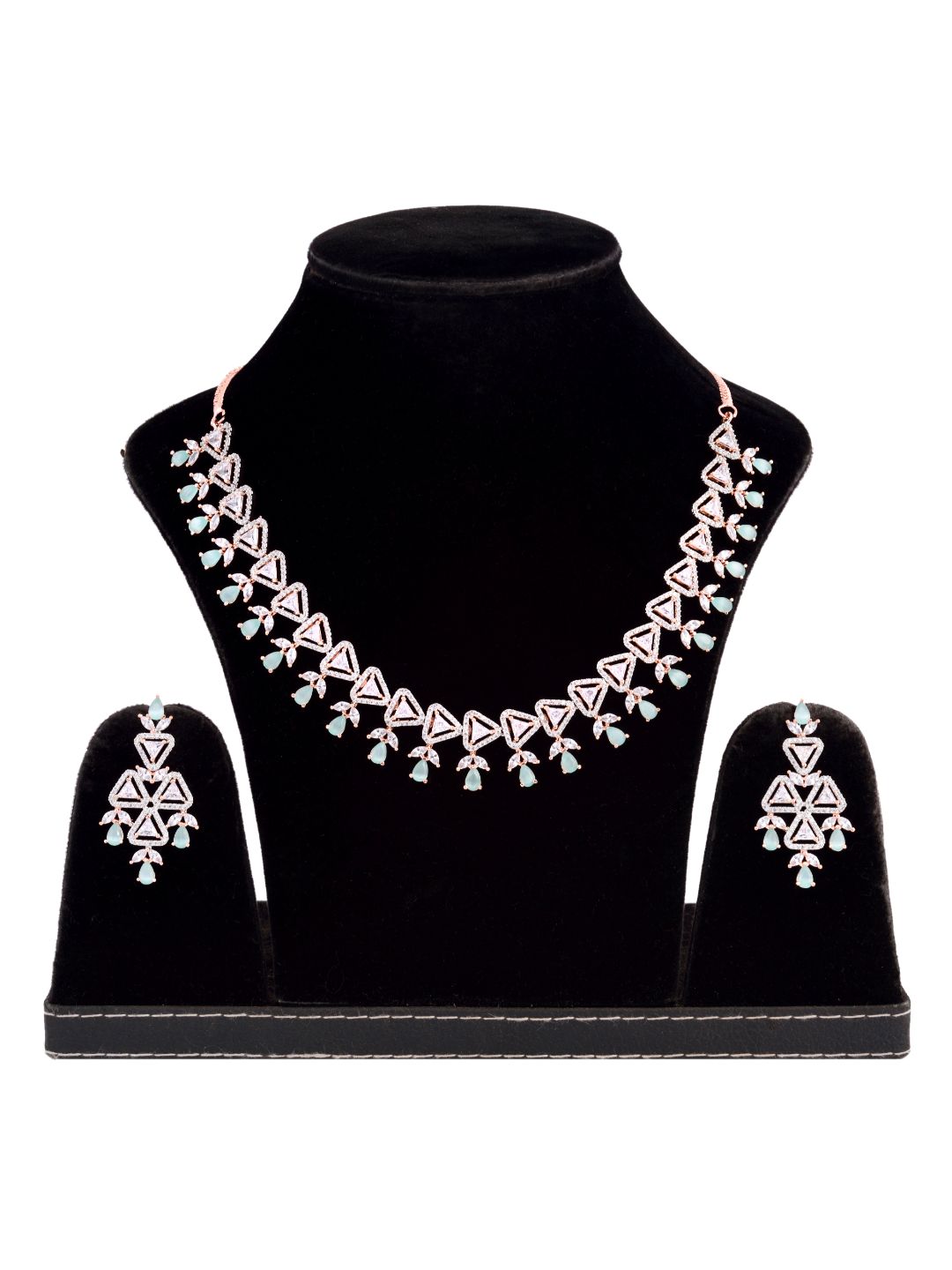 Unique triangular design Diamond Necklace Earrings Modern design for Women & Girls