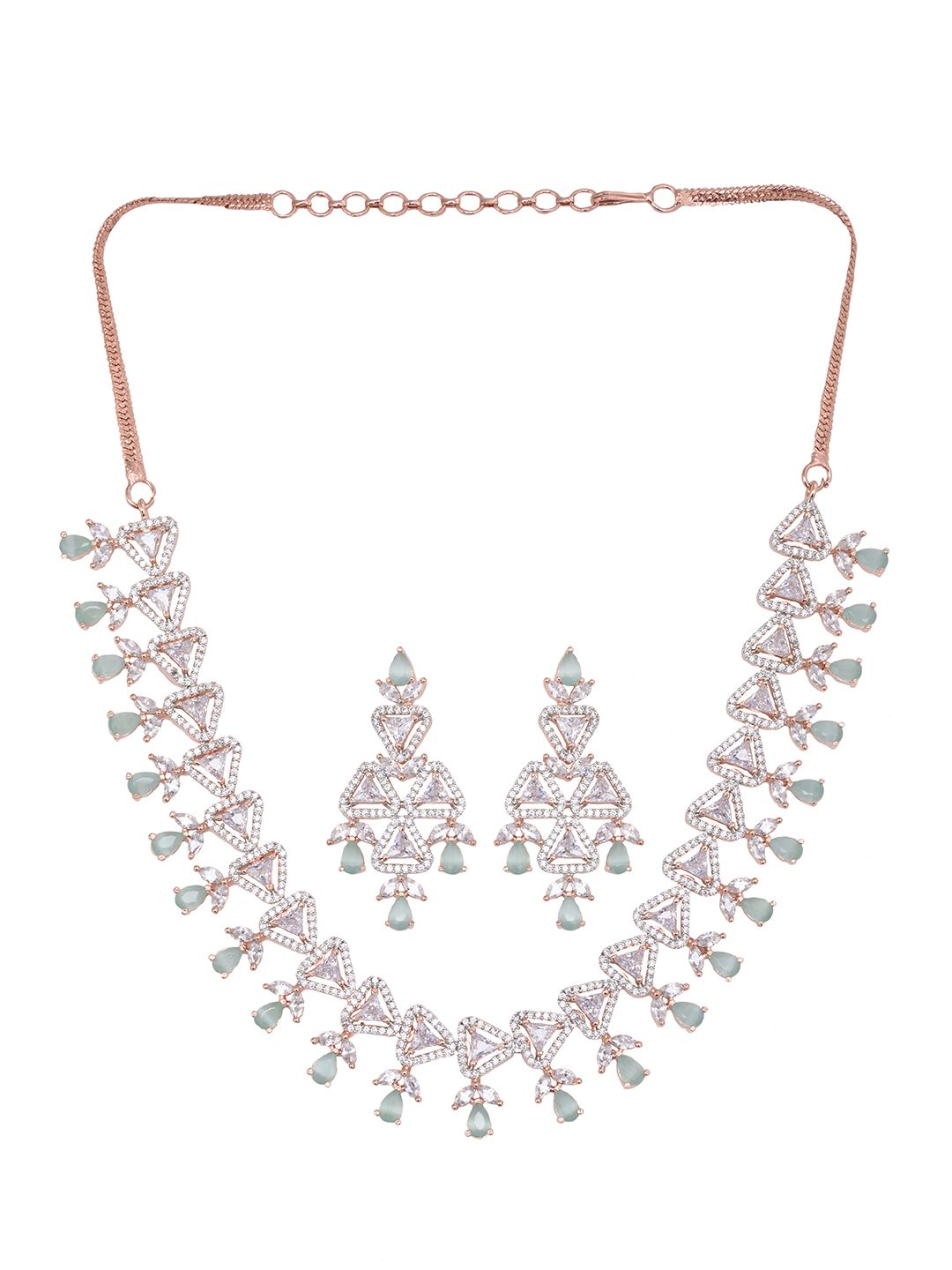 Unique triangular design Diamond Necklace Earrings Modern design for Women & Girls