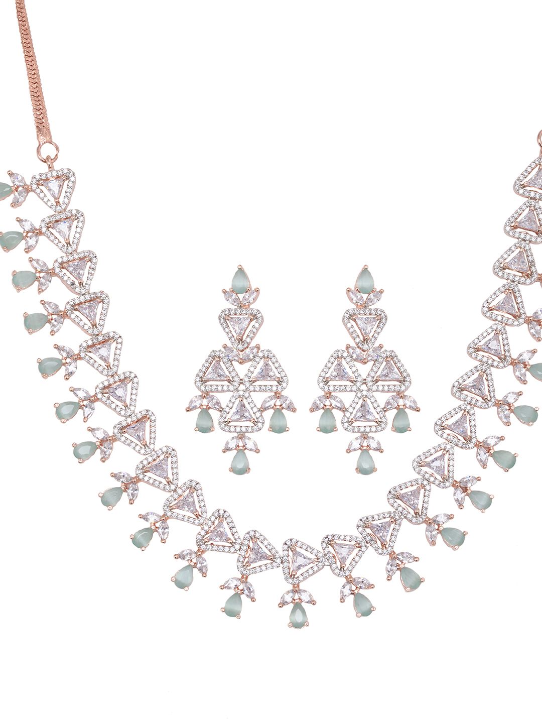 Unique triangular design Diamond Necklace Earrings Modern design for Women & Girls