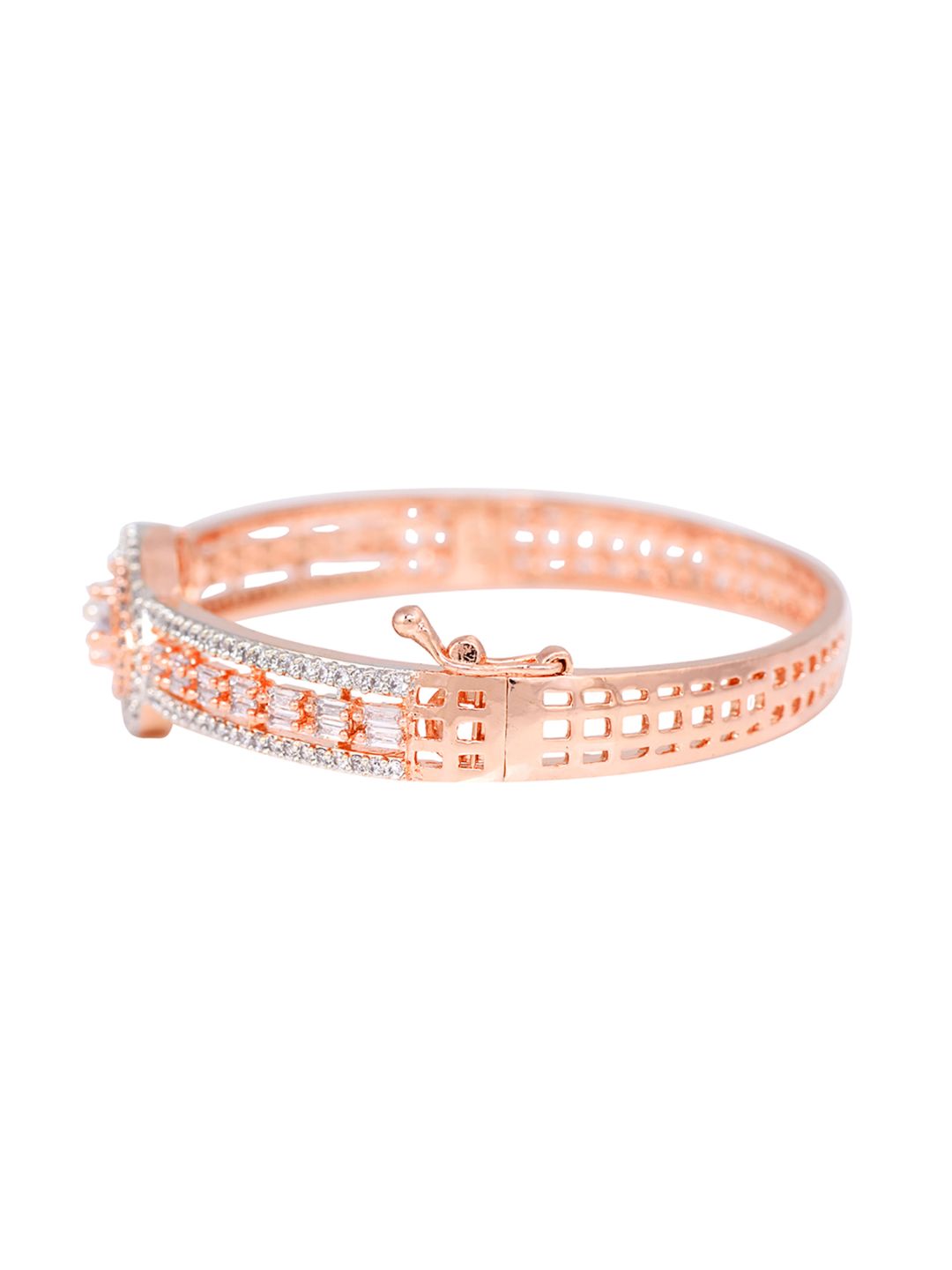 Rose Gold plated AD studded Drop Design Bracelet for Women & Girls