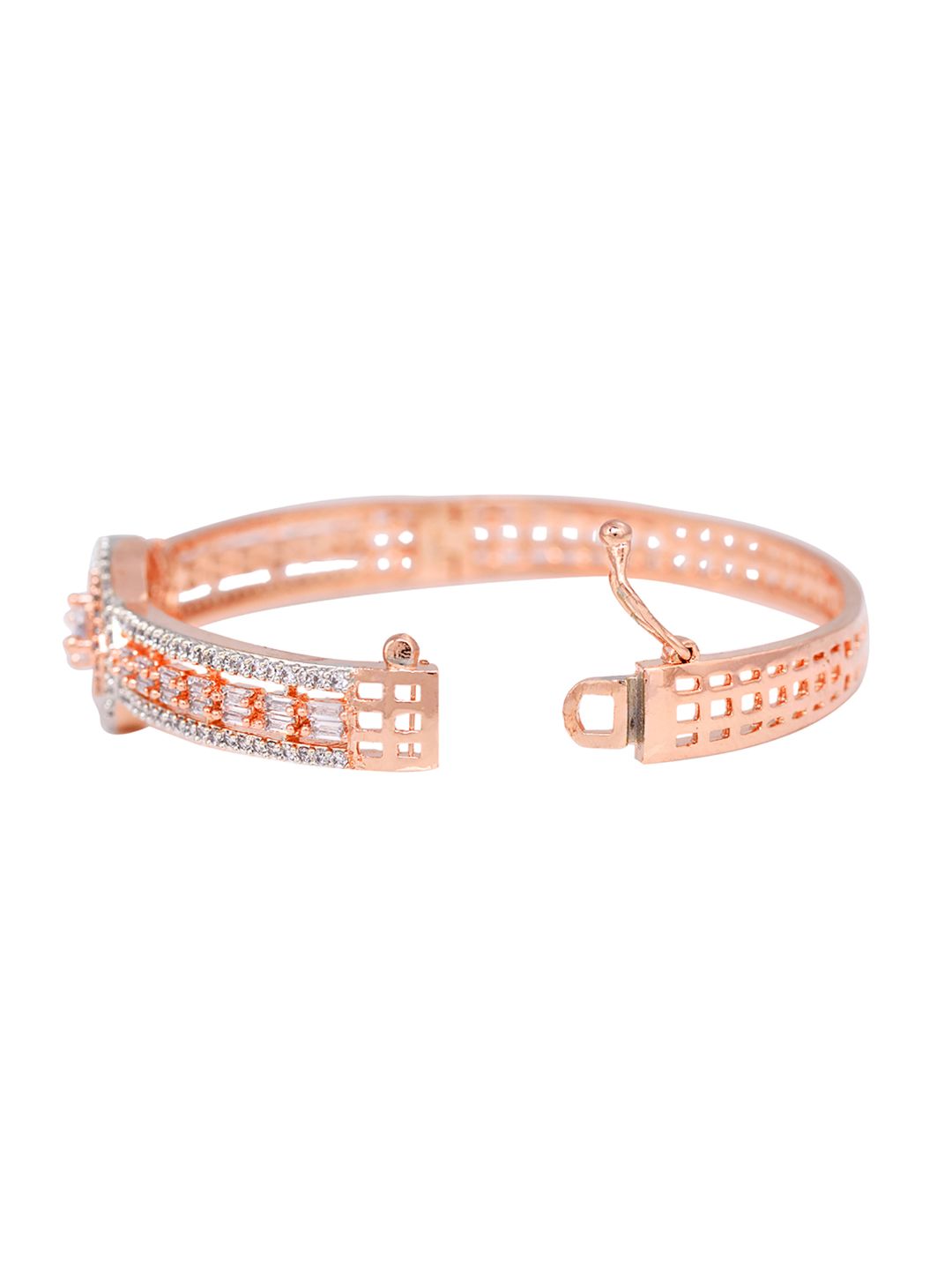 Rose Gold plated AD studded Drop Design Bracelet for Women & Girls