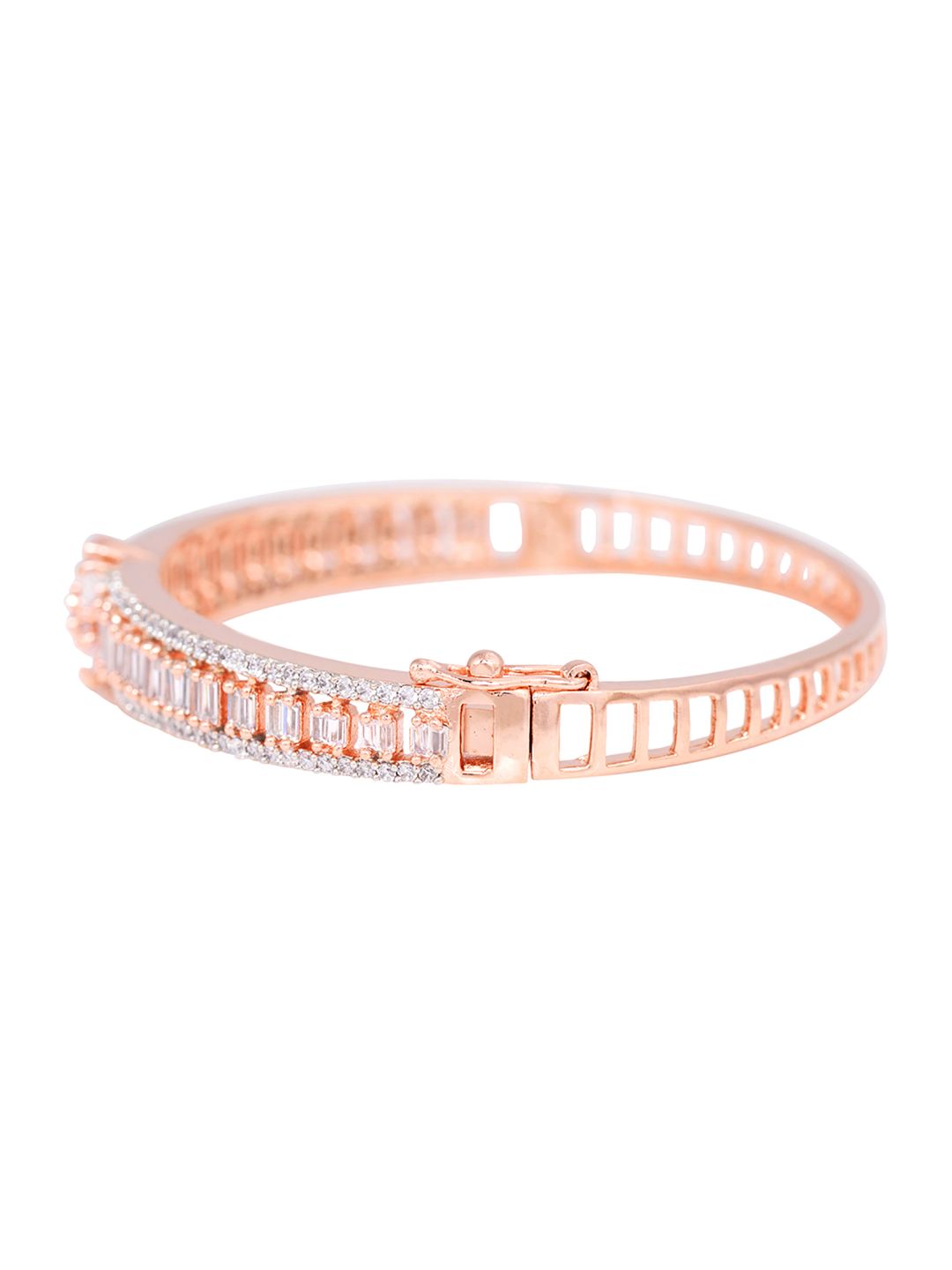 Rose Gold plated AD studded Floral design Bracelet for Women & Girls