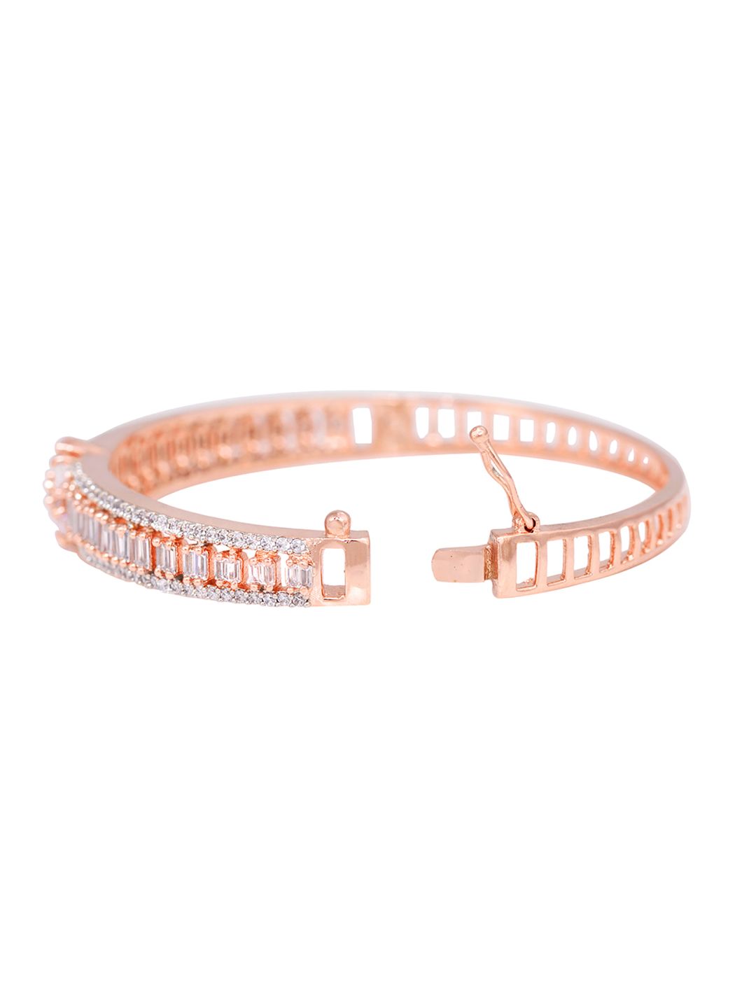 Rose Gold plated AD studded Floral design Bracelet for Women & Girls