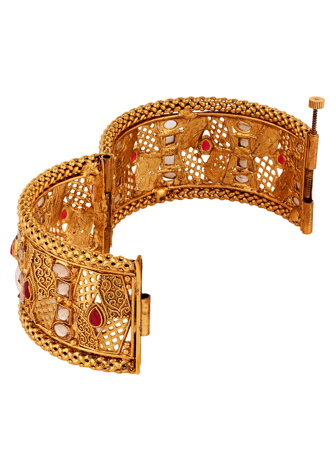 Set Of 2 Gold Plated Multi stone Studded Embellished Bangles