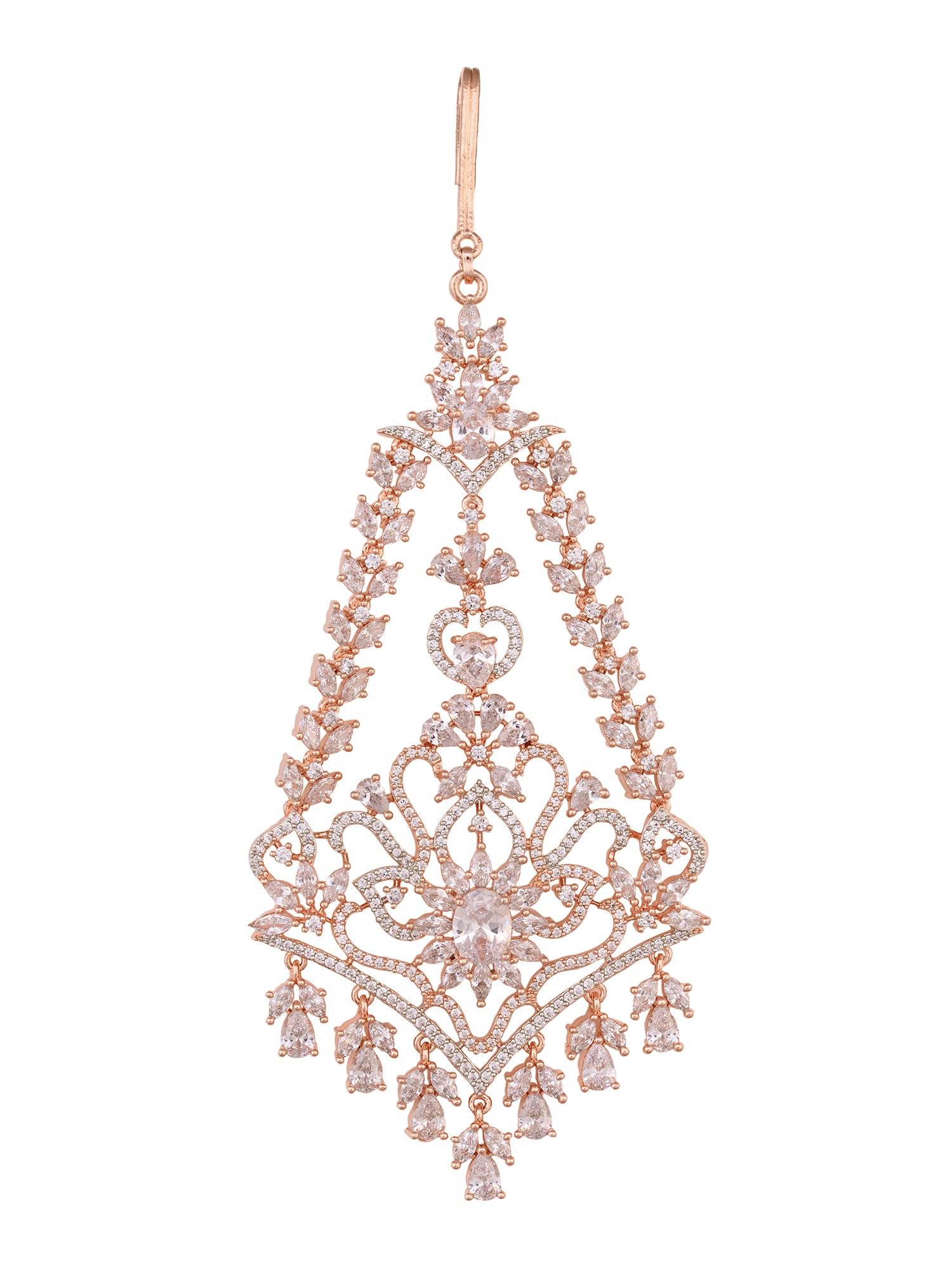 Rose Gold Plated AD studed Jhumar design Passa