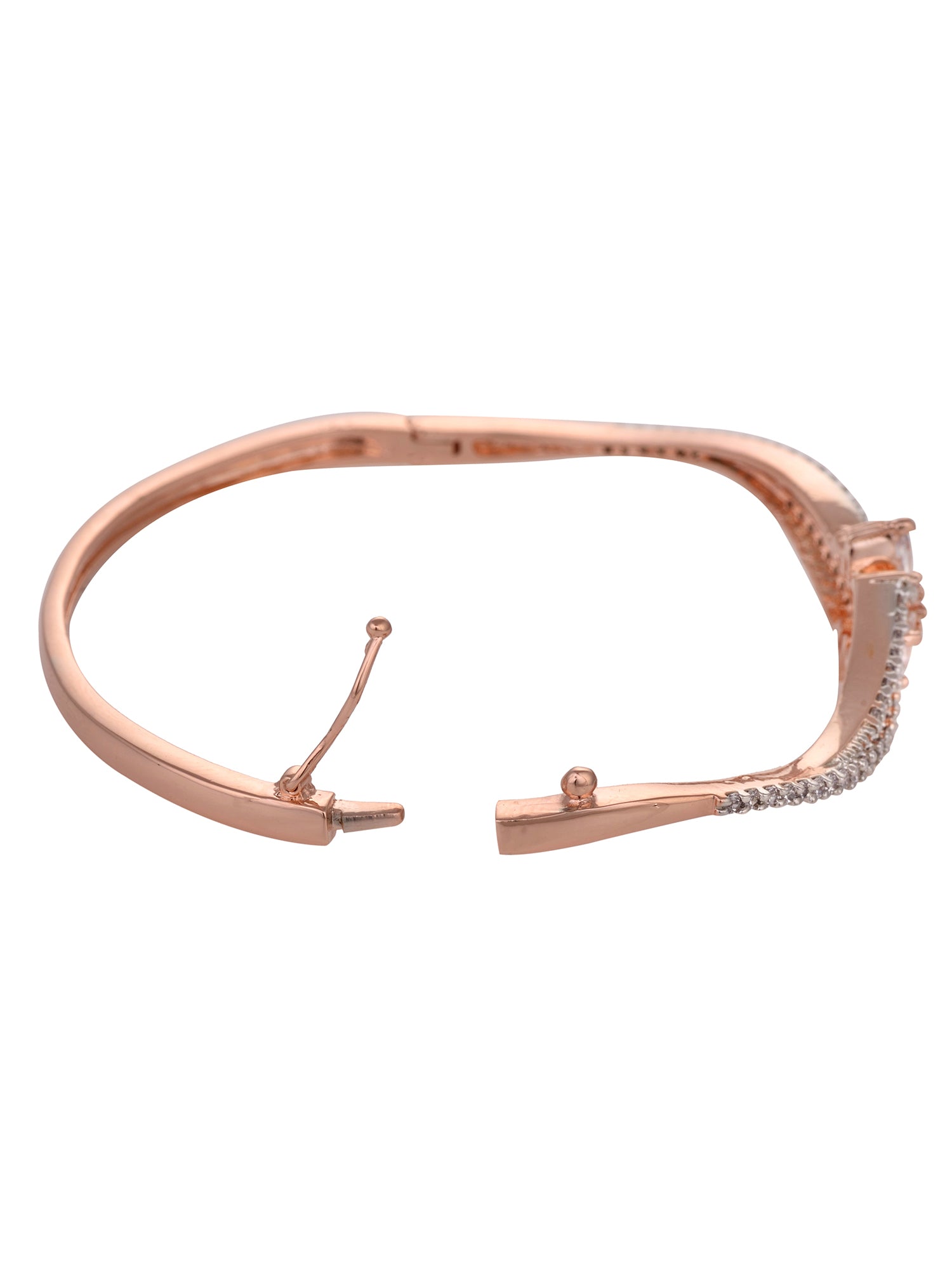 Rose gold Plated White AD Studded Flower Bracelet