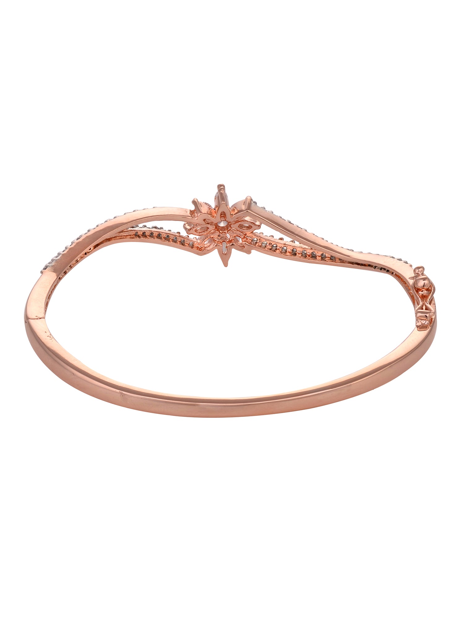 Rose gold Plated White AD Studded Flower Bracelet