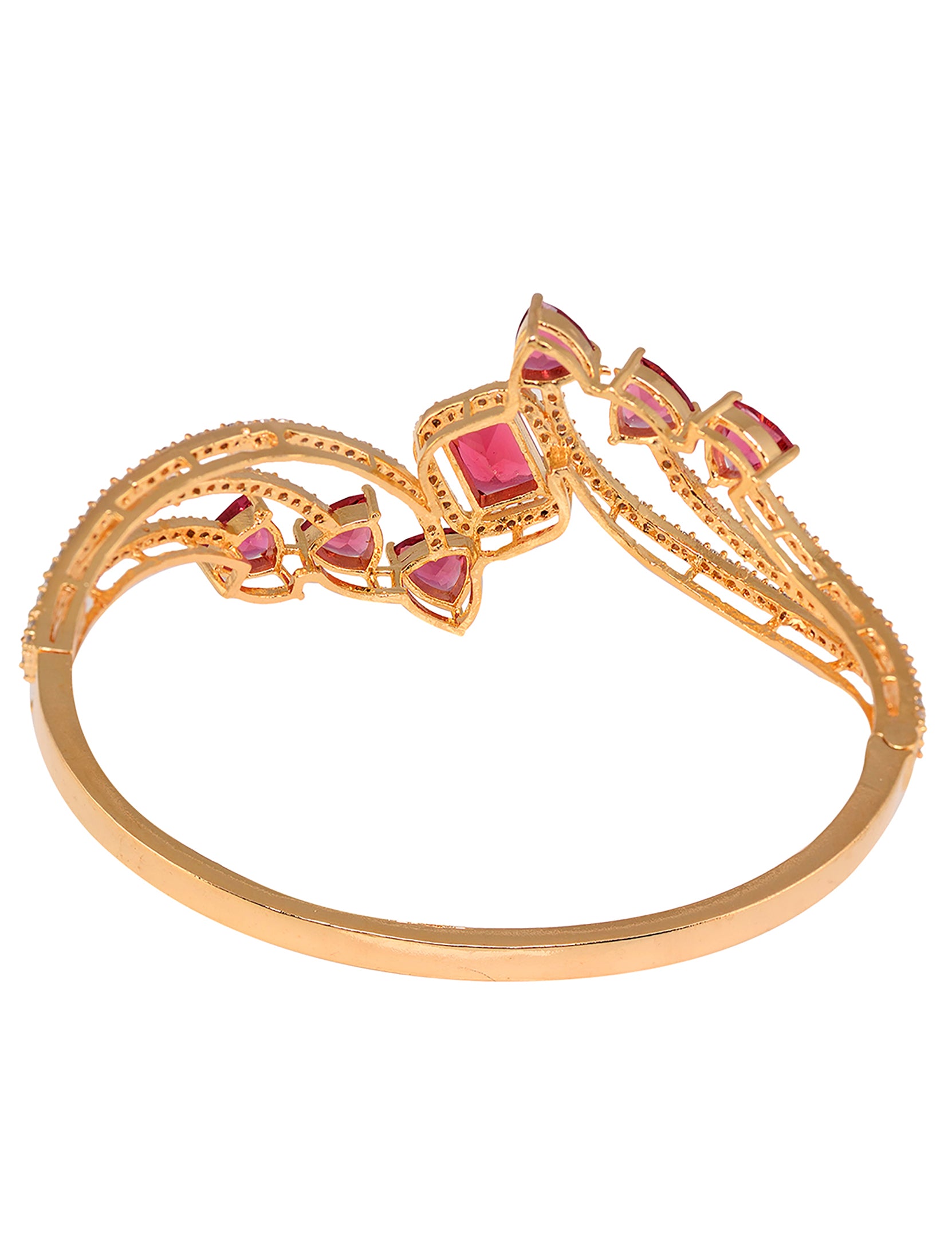 Gold plated Red AD studded handcrafted stylish Bracelet for Women & Girls