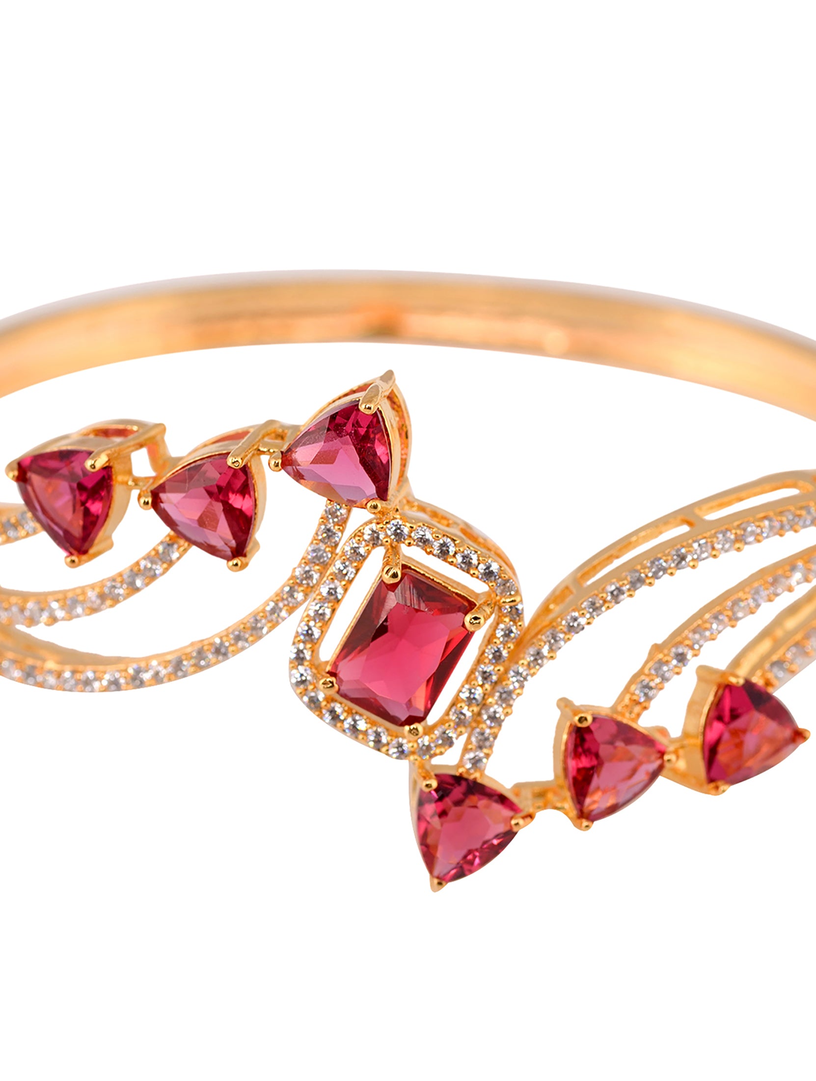 Gold plated Red AD studded handcrafted stylish Bracelet for Women & Girls